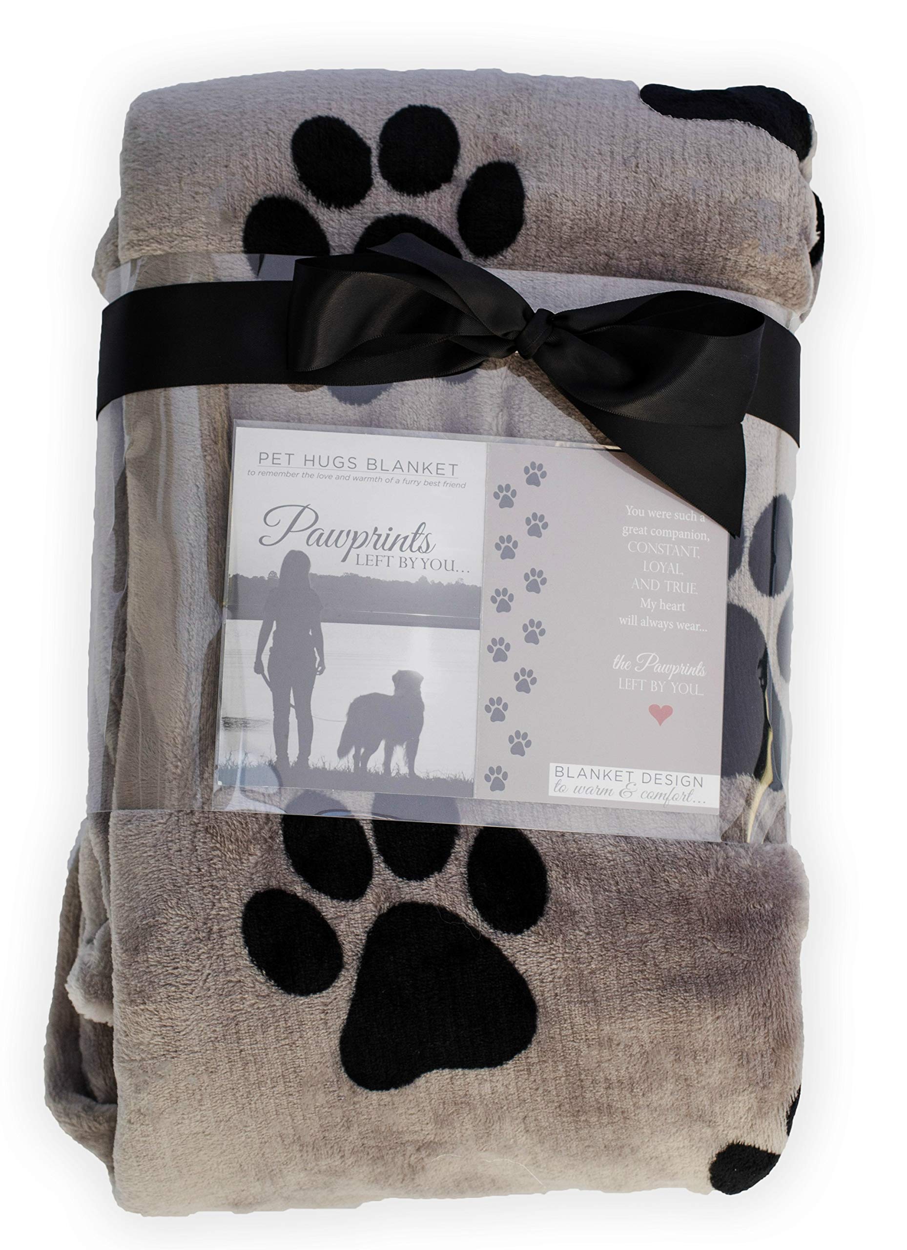 Pawprints Left By You Pet Memorial Blanket With Heartfelt Sentiment - Comforting Pet Loss/Pet Bereavement Gift