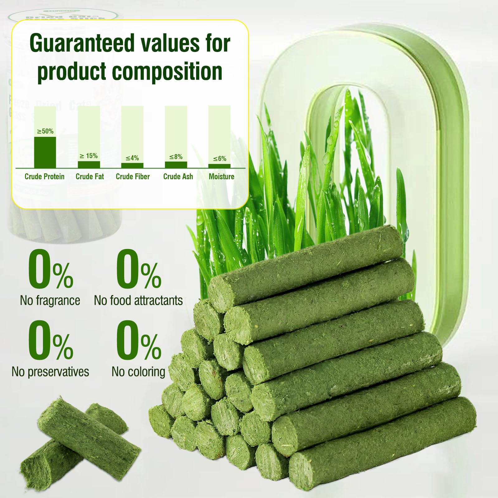 Hkpetie 225g Cat Grass Teething Stick, Delicious Cat Treat Snack Edible Cat Chew Toy for Teeth Cleaning and Hairball Removal in