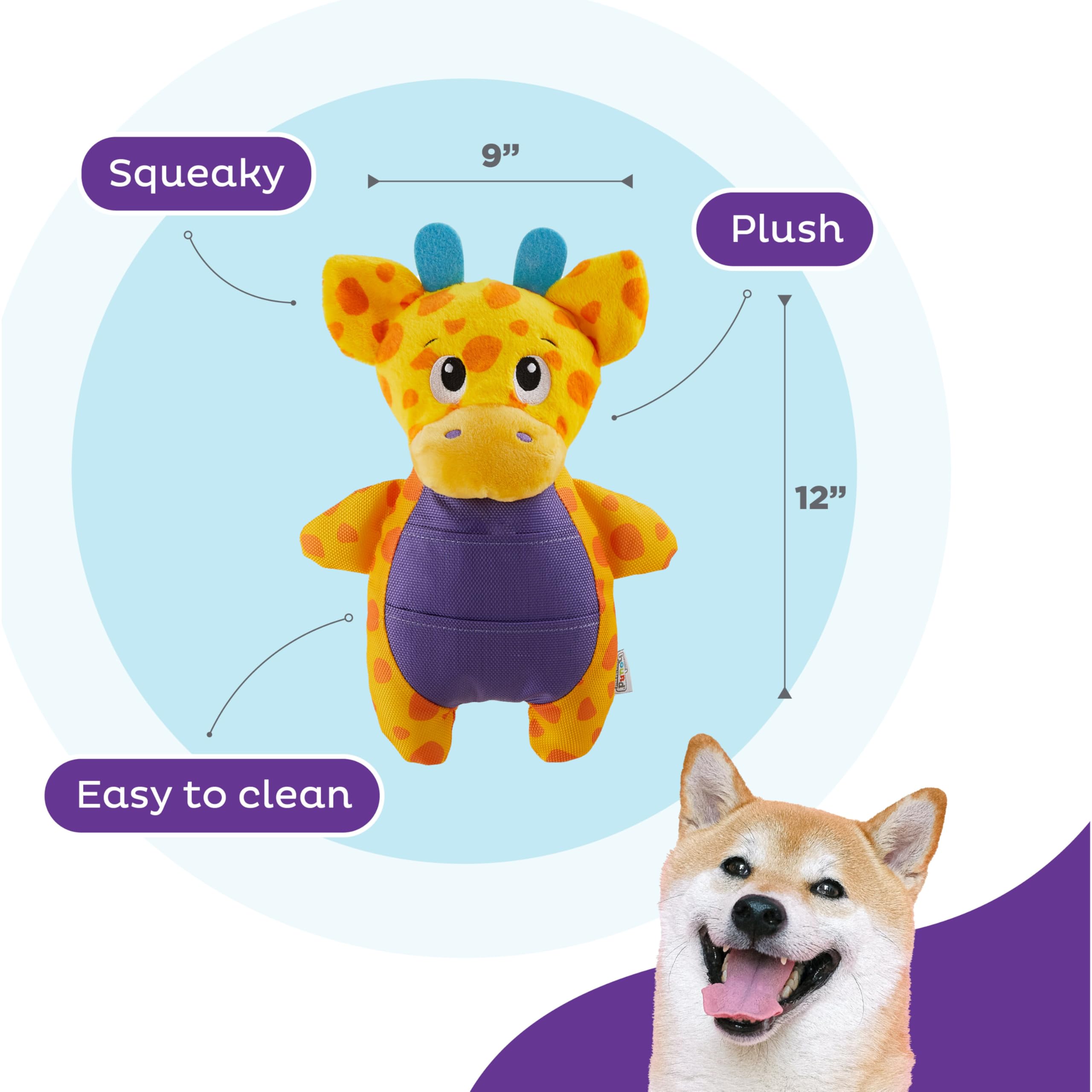 Outward Hound by Nina Ottosson Puzzle Palz Interactive Plush Dog Puzzle Dog Enrichment Toys, Plush, Squeaky, Giraffe, Yellow