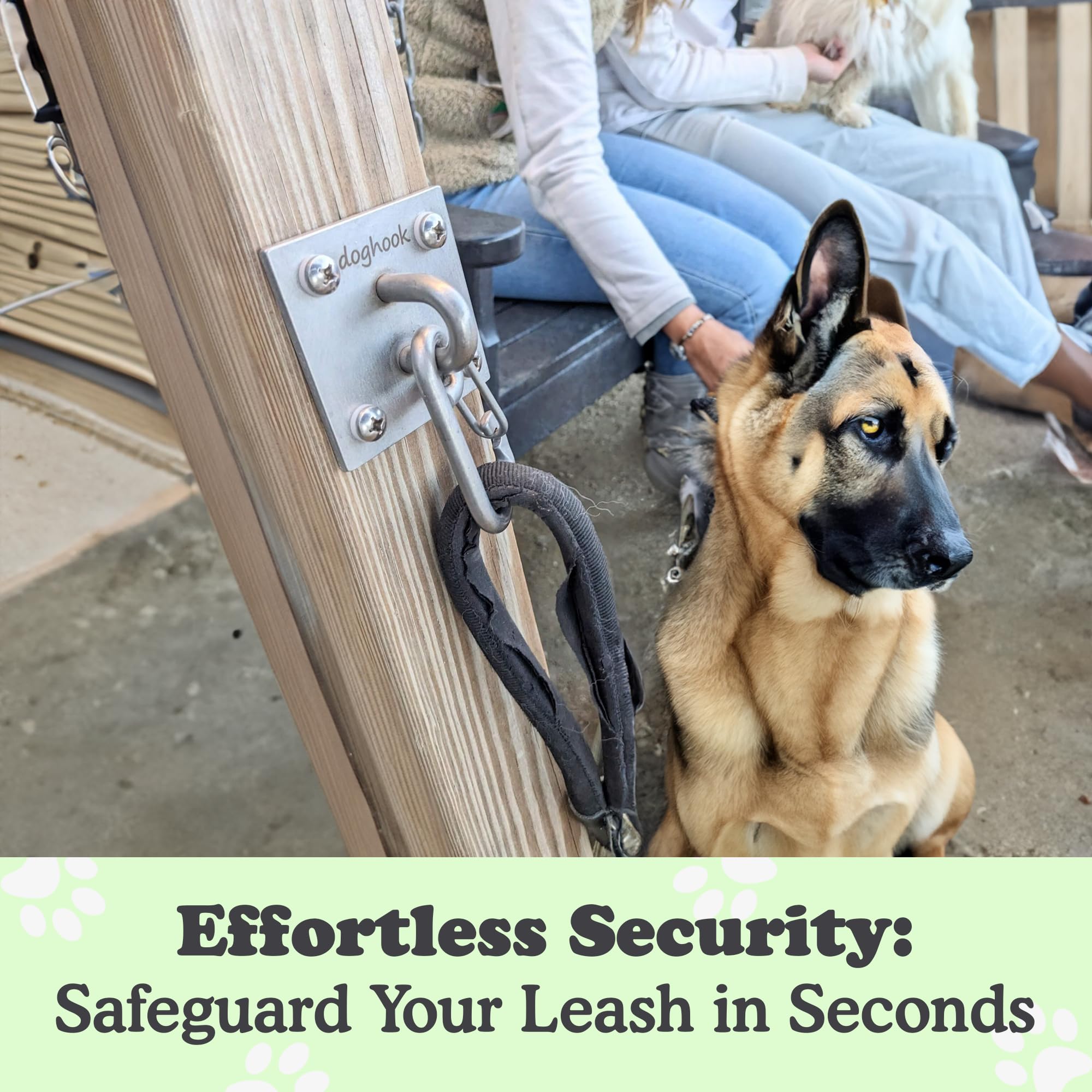 Canine Hitch- Secure Dog Leash Parking Wall Large Hook With Clip 6 Pack - Tie Out Stainless Steel & Abs Mounting Plate For Stren