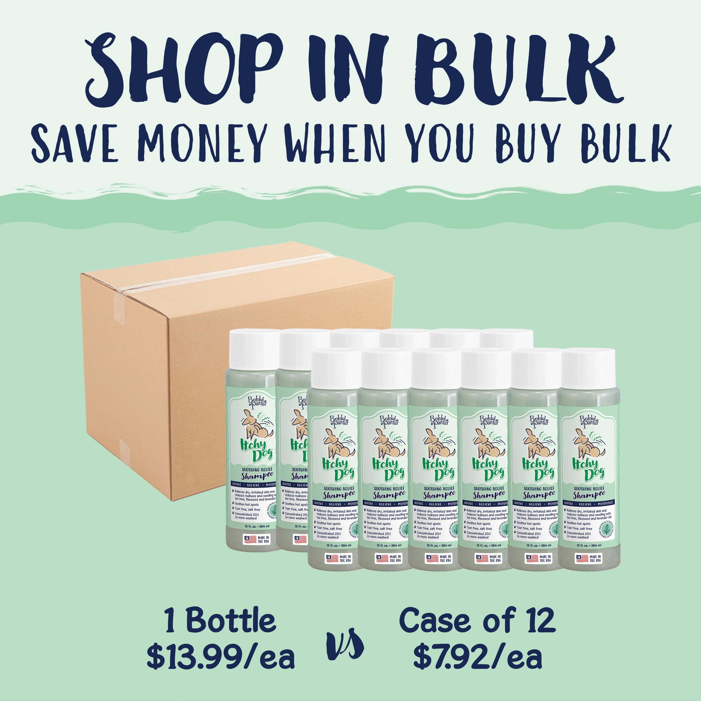 Bobbi Panter Itchy Dog Shampoo For Soothing Skin Relief, Naturally Derived Ingredients, Tear-Free, Salt-Free, Paraben-Free, Ph-B