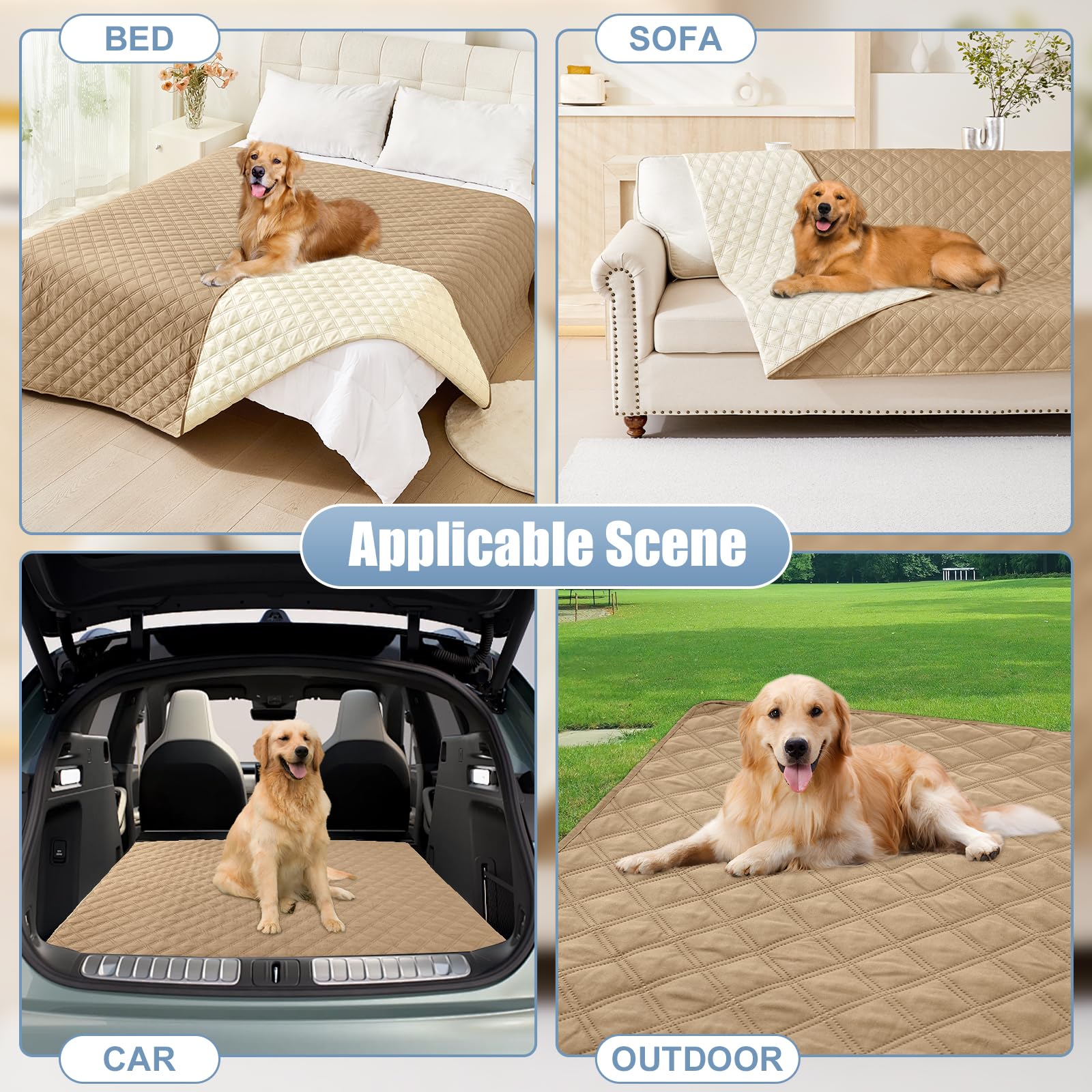 Smiry Waterproof Dog Blanket, Reversible Dog Bed Cover Pet Blanket, Soft Pet Couch Covers For Sofa Washable, Bed Couch Sofa Furniture Protector For Puppy Cat Kids (30'X70', Camel/Beige)
