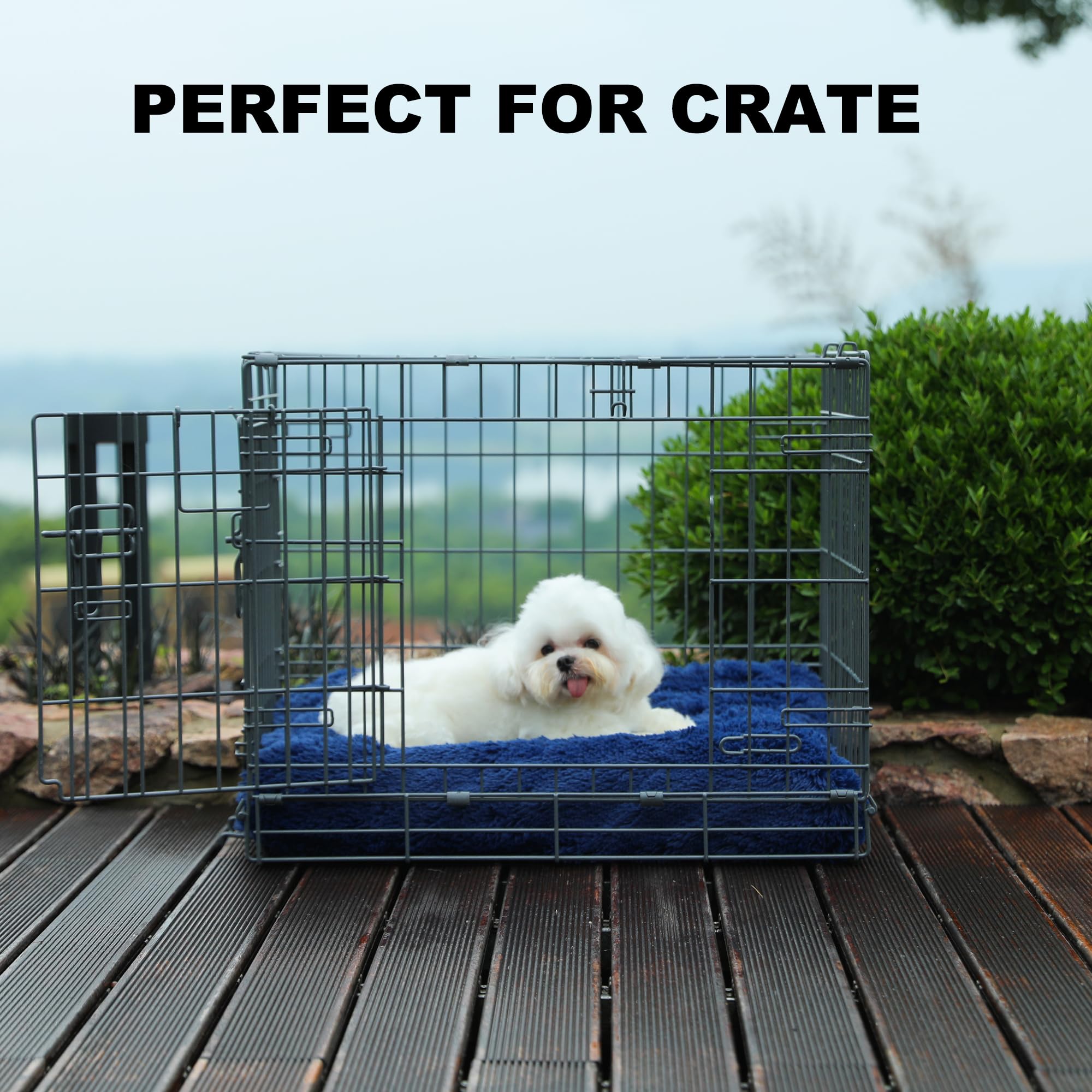 Bedfolks Waterproof Crate Bed, Plush Dog & Cat Kennel Pad With Removable Cover, Fluffy Washable Faux Fur Bed, 17''X12'', Solid D