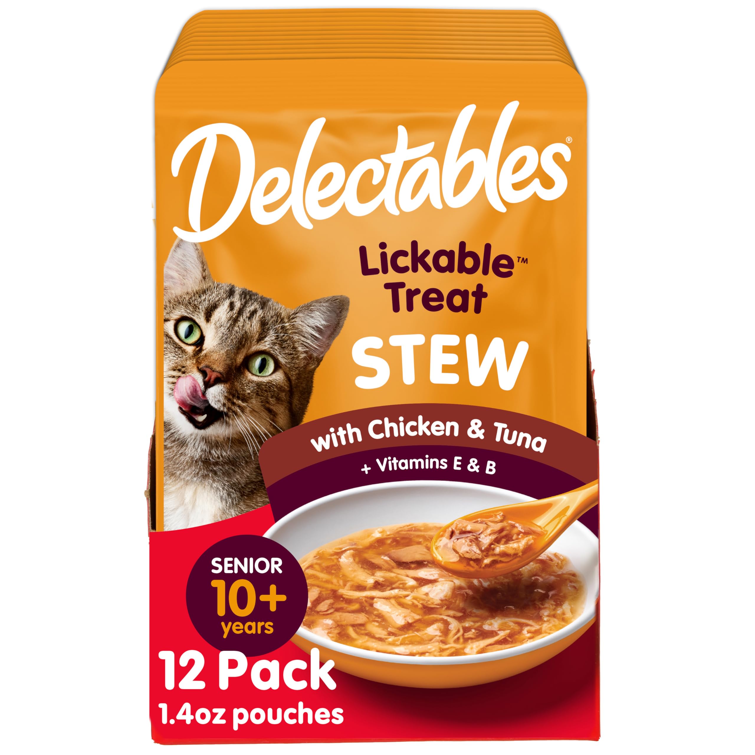 Hartz Delectables Stew Senior Lickable Wet Cat Treats, Multiple Flavors 1.4 Ounce (Pack of 12)