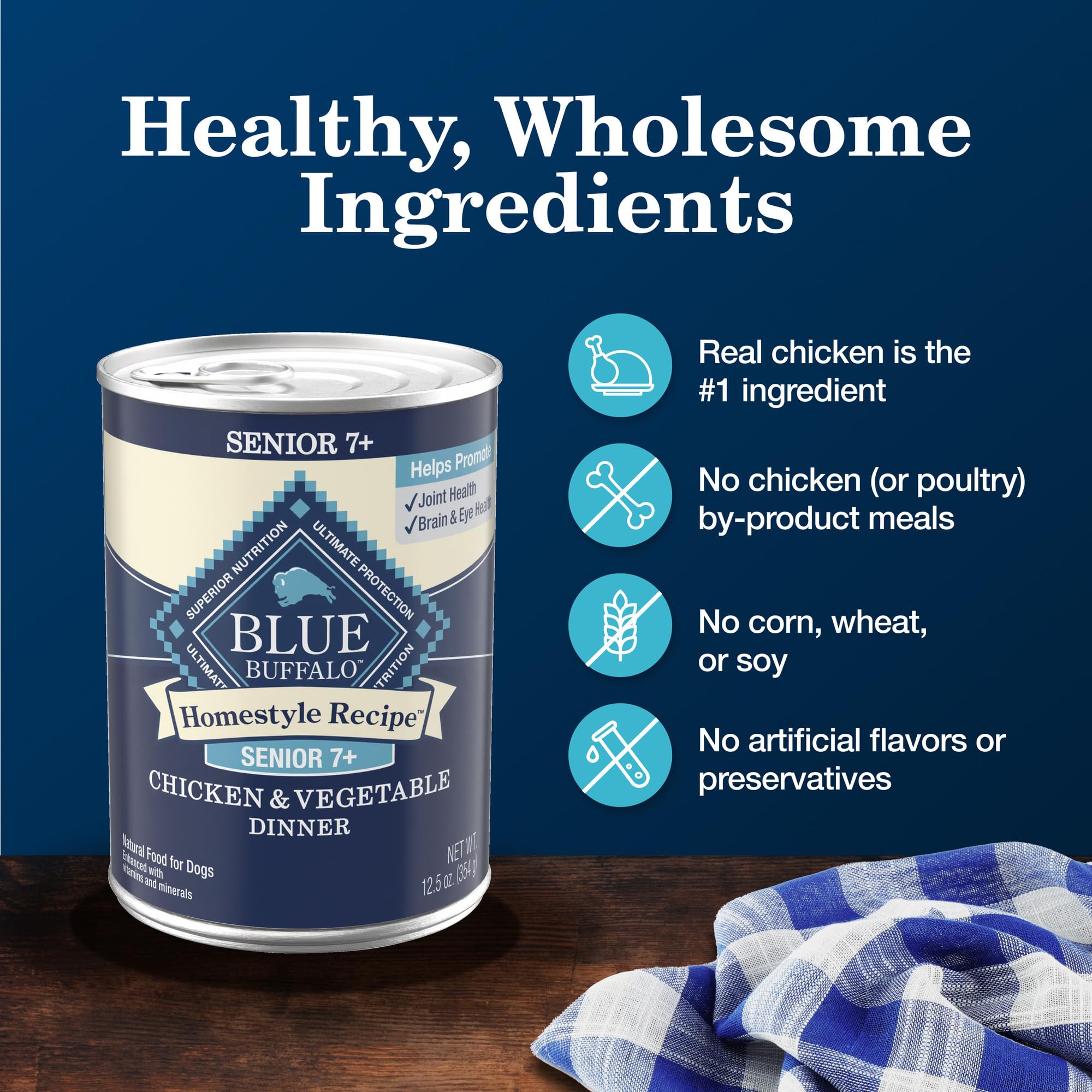 Blue Buffalo Homestyle Recipe Senior Wet Dog Food, Made with Natural Ingredients, Chicken Dinner with Garden Vegetables, 12.5-oz