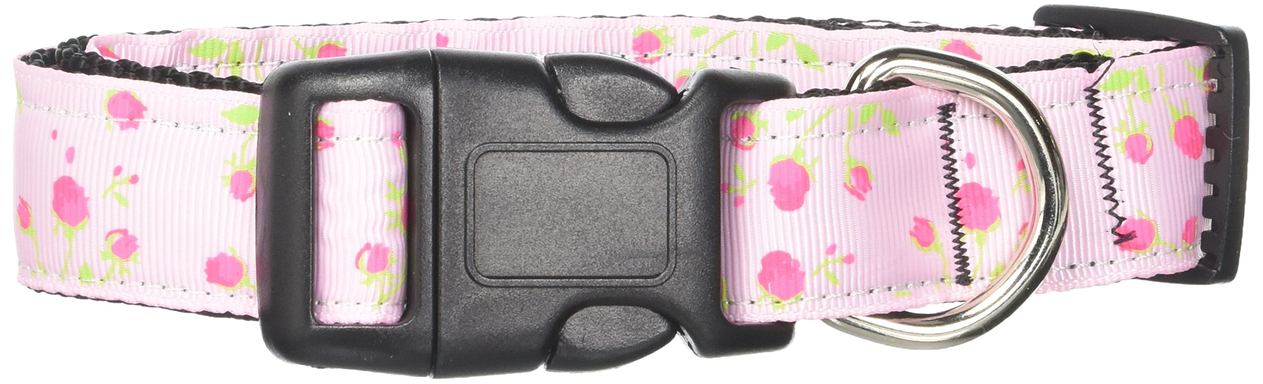 Mirage Pet Products Roses Nylon Ribbon Collar for Pets, Medium, Light Pink