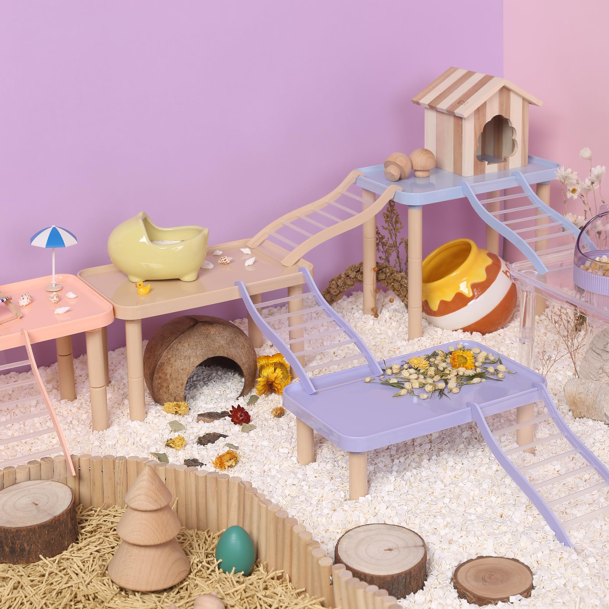 Tafit Hamster Platform - Cage Accessories and Play Decor for Dwarf Syrian Hamsters, Gerbils, Mice, Degus, and Other Small Pets (