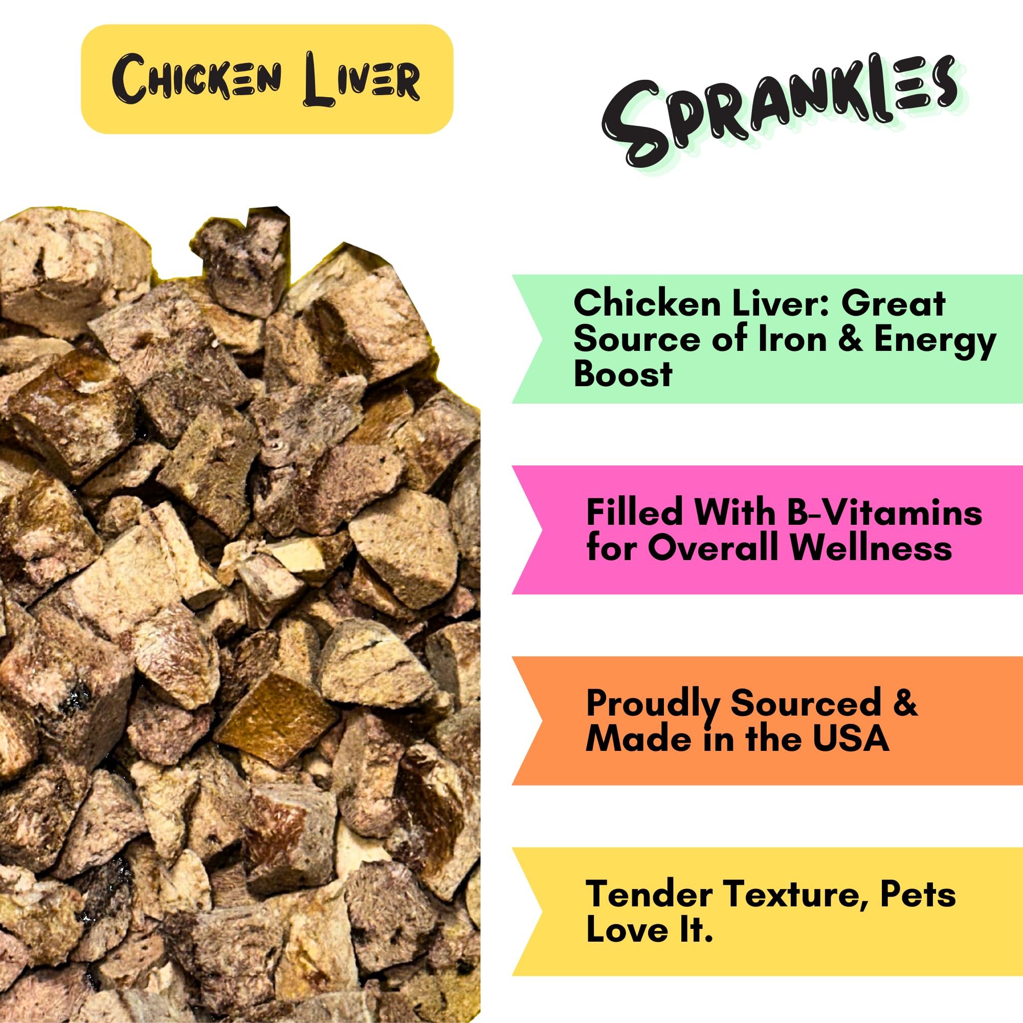 SPRANKLES Freeze Dried Chicken Treats for Cats & Dogs - Single Ingredient All Natural Grain-Free, High Protein, Made in USA - Pe