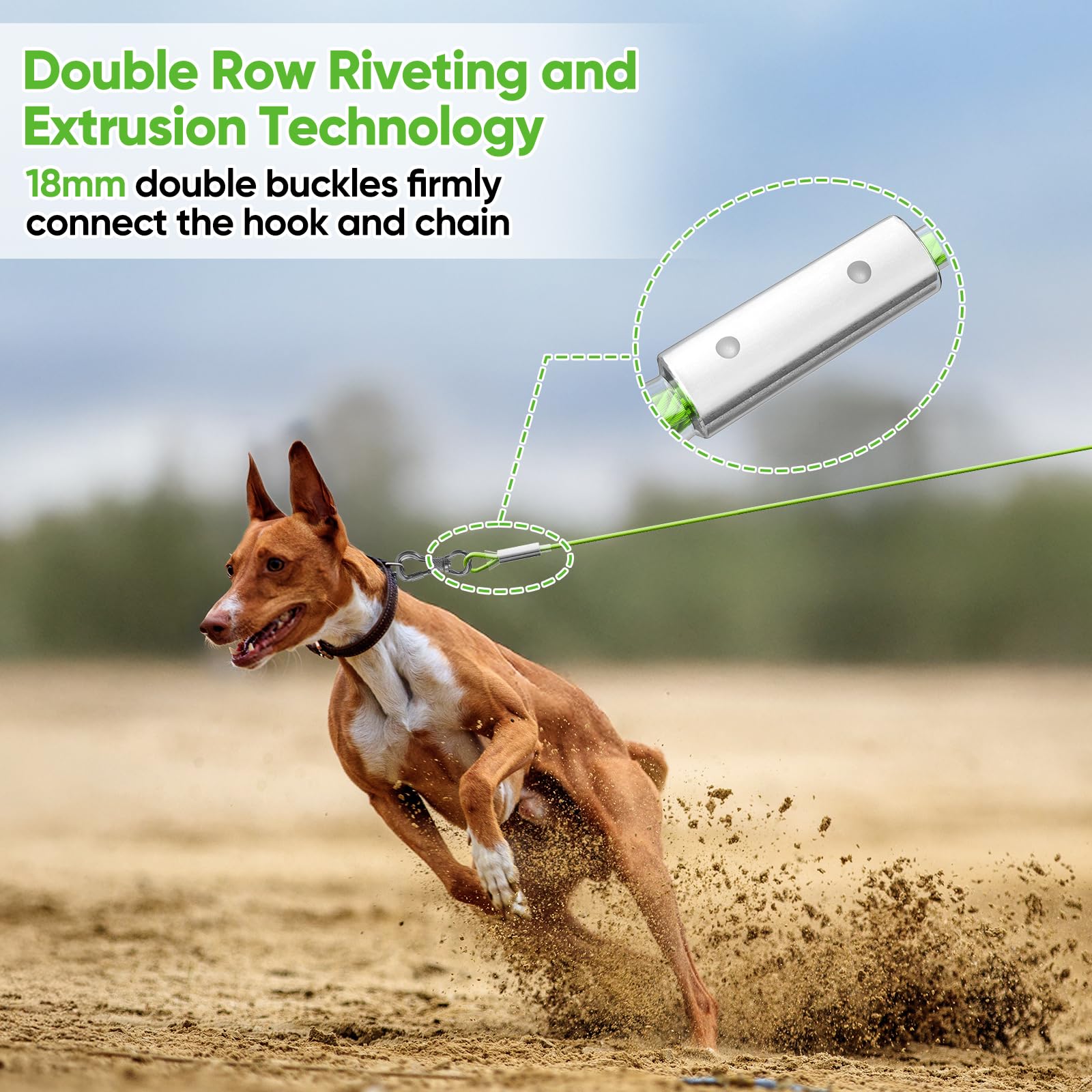 Tresbro 20Ft Reflective Tie Out Cable For Dogs Up To 250 Pounds, Steel Wire Lead Leash Cable With Stainless Rotatable Buckle, Li