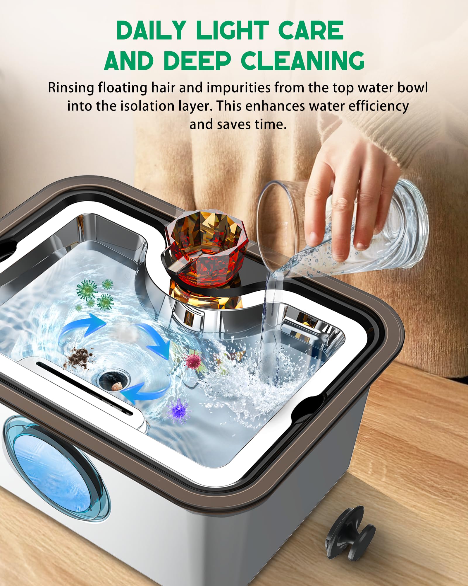 Stainless Steel Large Dog Water Fountain, 12L/ 3 Gallon Automatic Pet Drinking Fountain For Large Dogs Or Multiple Pets, With La