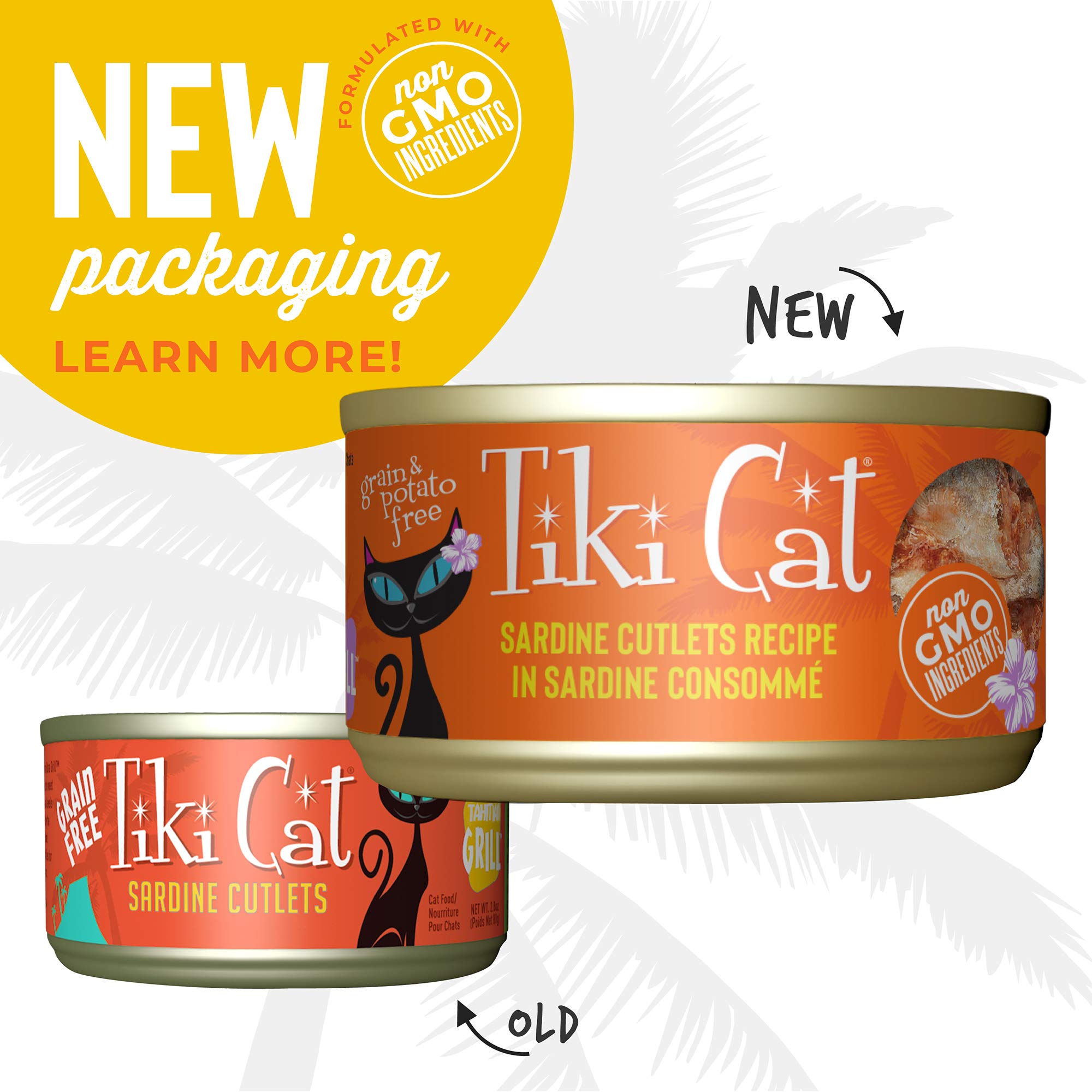 Tiki Cat Grill, Sardine Cutlets, High-Protein and 100% Non-GMO Ingredients, Wet Whole Foods Cat Food for All Life Stages, 2.8 oz