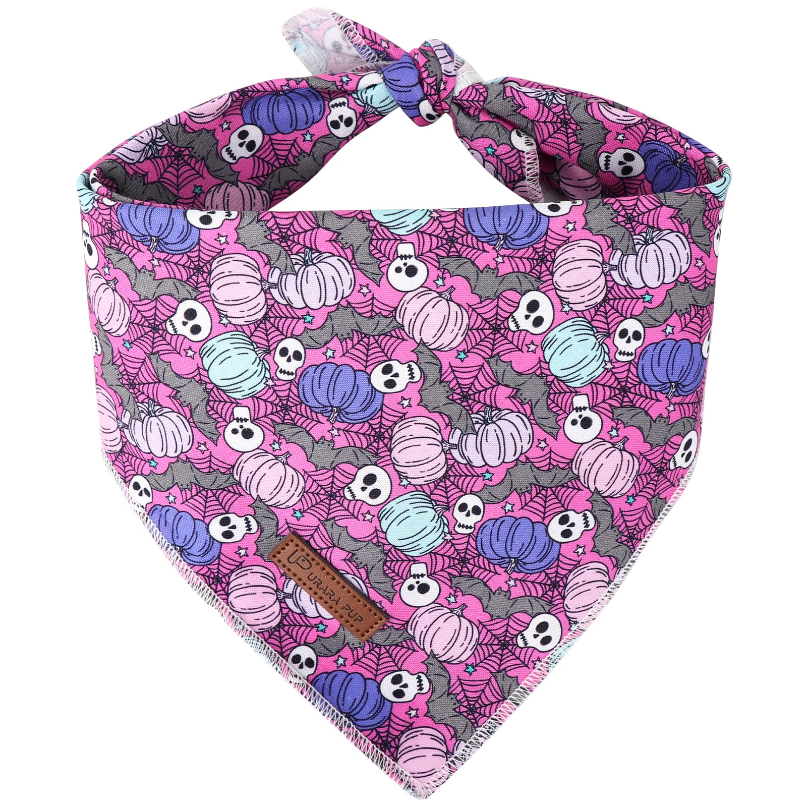 Up Urara Pup Halloween Pumpkin Dog Bandana, Halloween Triangle Bid Scarf With Pumpkin Bat Pattern, Cotton Pet Kerchief For Girl Boy Dogs Or Cats, Cute Puppy Bandana Fancy For Dogs