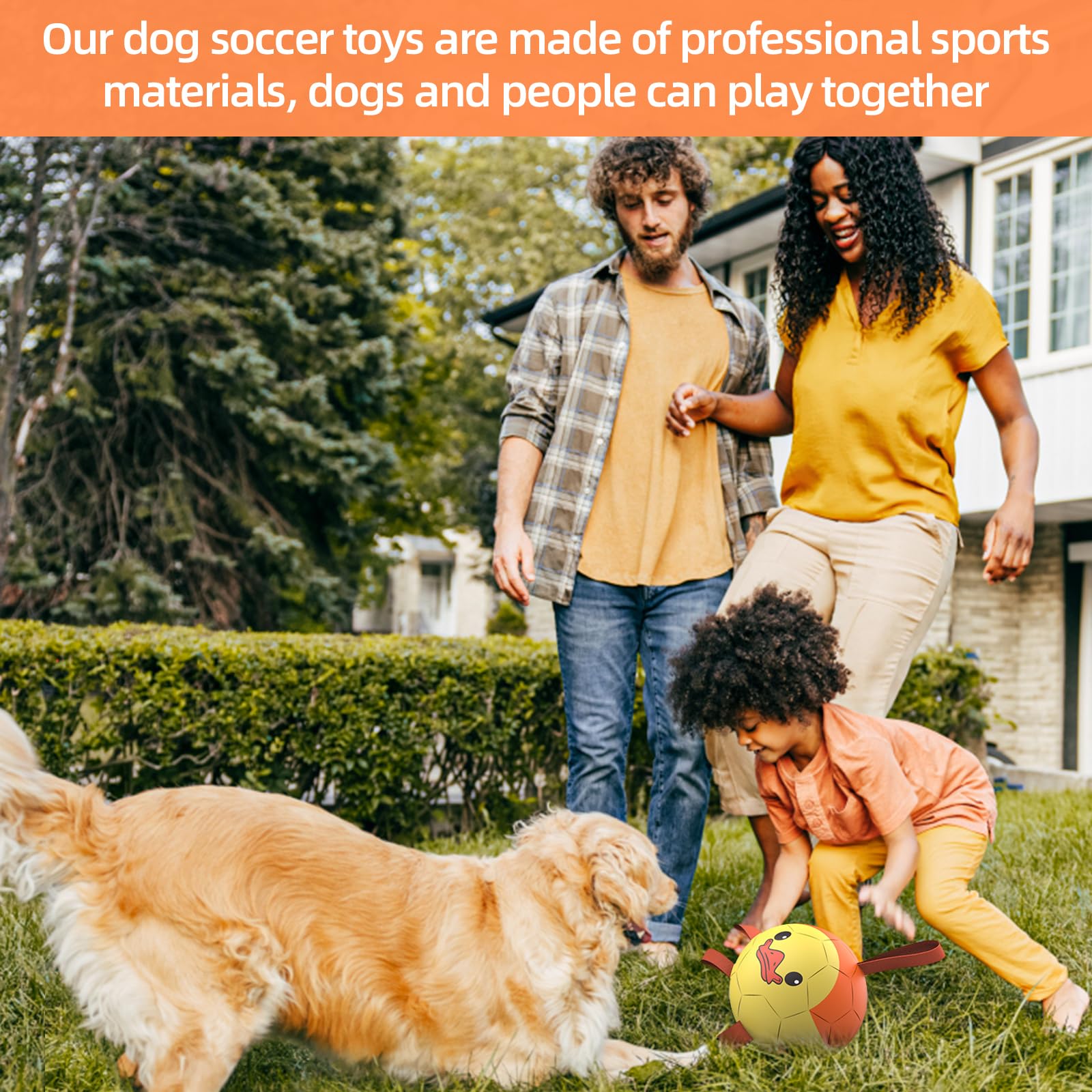 QDAN Dog Toys Soccer Ball - Durable Interactive Tug Toy for Medium & Large Dogs, Yellow-Duck, 8 Inch, Perfect for Water Play and Birthdays