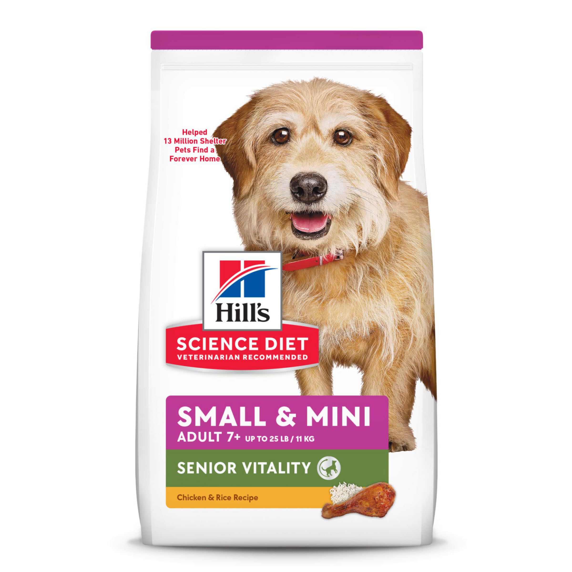 Hills Science Diet Senior Vitality Adult 7+ Small & Mini Breeds Dry Dog Food, Chicken & Rice, 3.5 lb. Bag