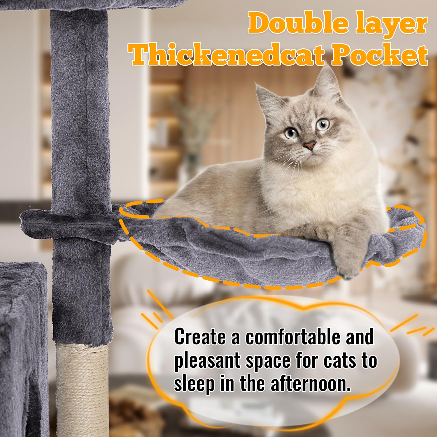 FDW | 37.8 Cat Tree Tower | Light Gray | Multi-Level Indoor Activity Center with Sisal Scratching Posts, Condos, Plush Perches,