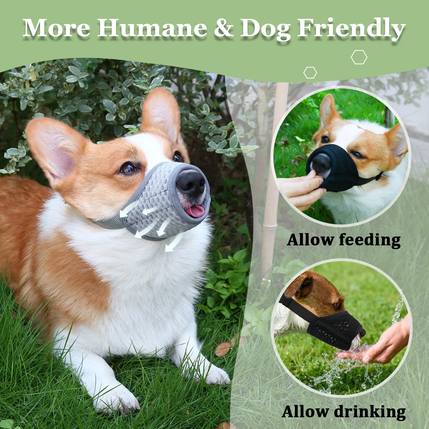 Dog Muzzle, Soft Mesh Muzzle For Small Medium Large Dogs Chihuahua Poodles Beagle Dachshund Corgis Labrador Golden, Puppy Muzzle For Biting Chewing Grooming, Allows Panting Drinking (Grey, Xl)