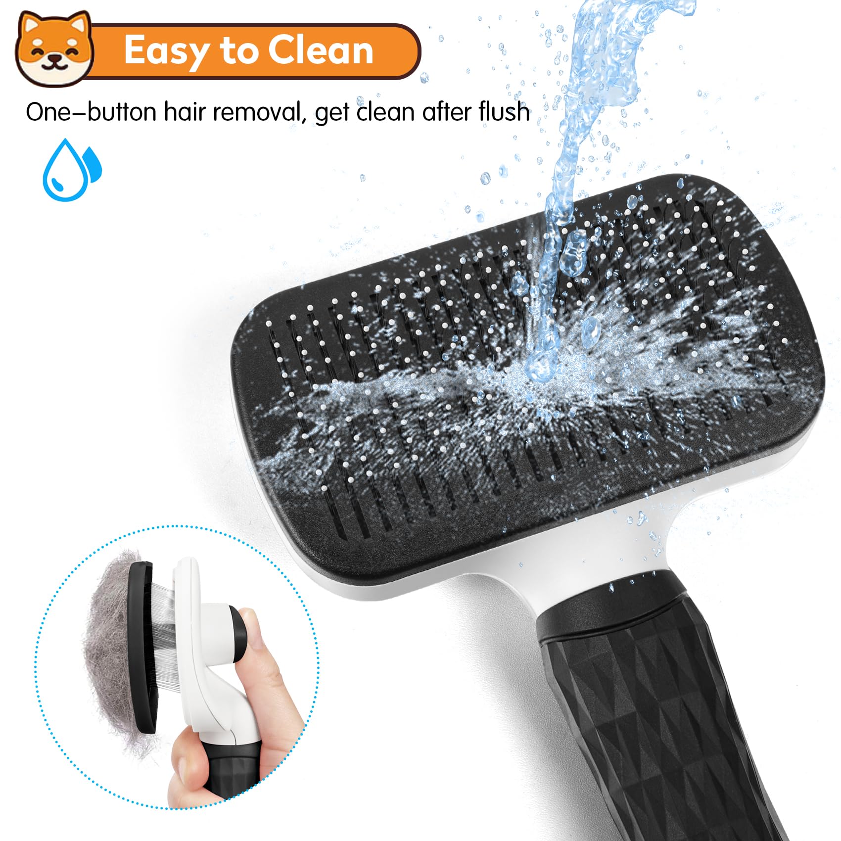Pwod Dog & Cat Brush, Black Self Cleaning Slicker Brush For Pets, Upgraded Dog Brush For Shedding Massaging And Grooming, Remove