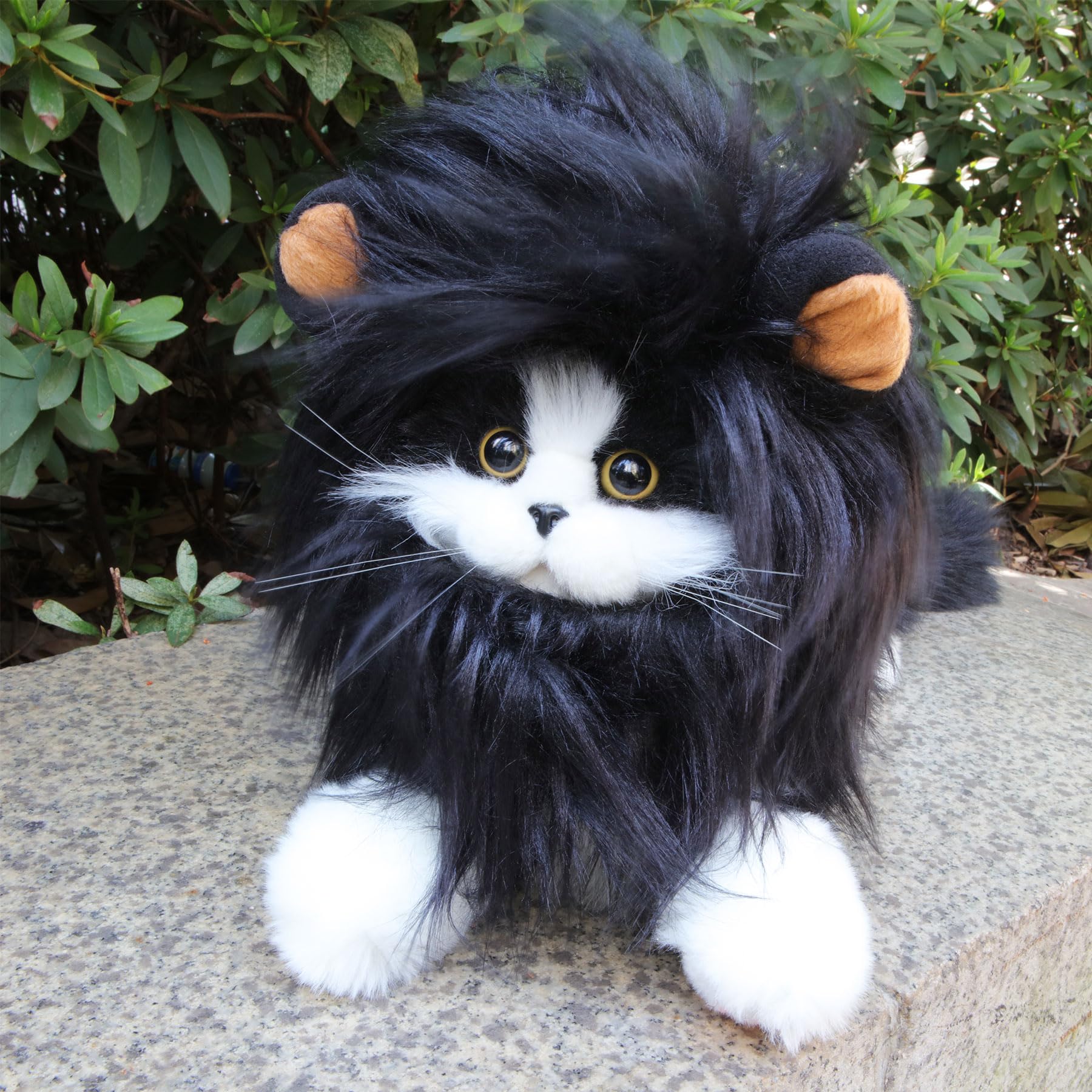 Rosylife Lion Mane Wig For Cat Costume Pet Adjustable Washable Comfortable Fancy Lion Hair Cat Clothes Dress For Halloween Christmas Easter Festival Party Activity (Small, Black)