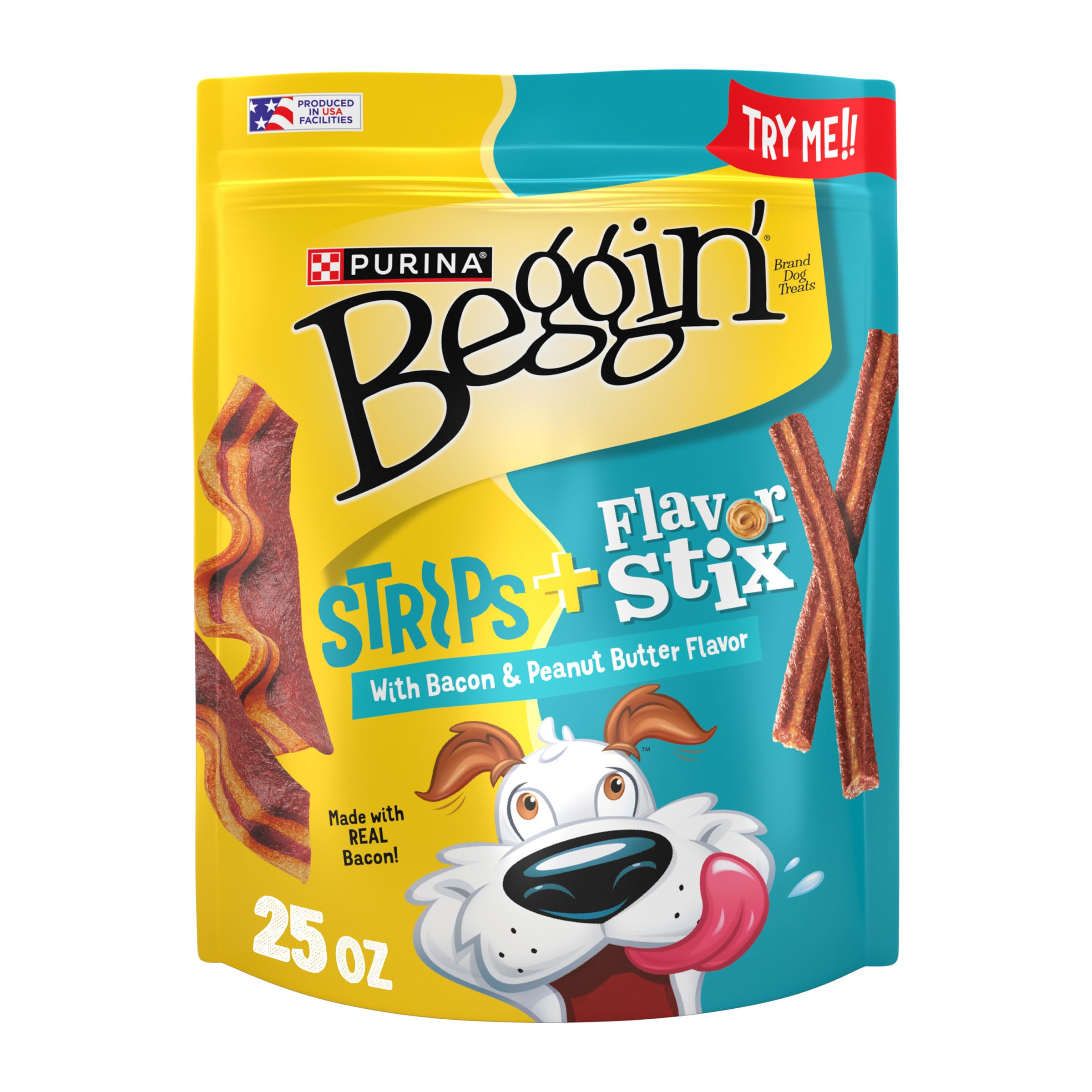 Purina Beggin Flavor Stix & Strips with Bacon & Peanut Butter Dog Treats - 25 oz. Pouch