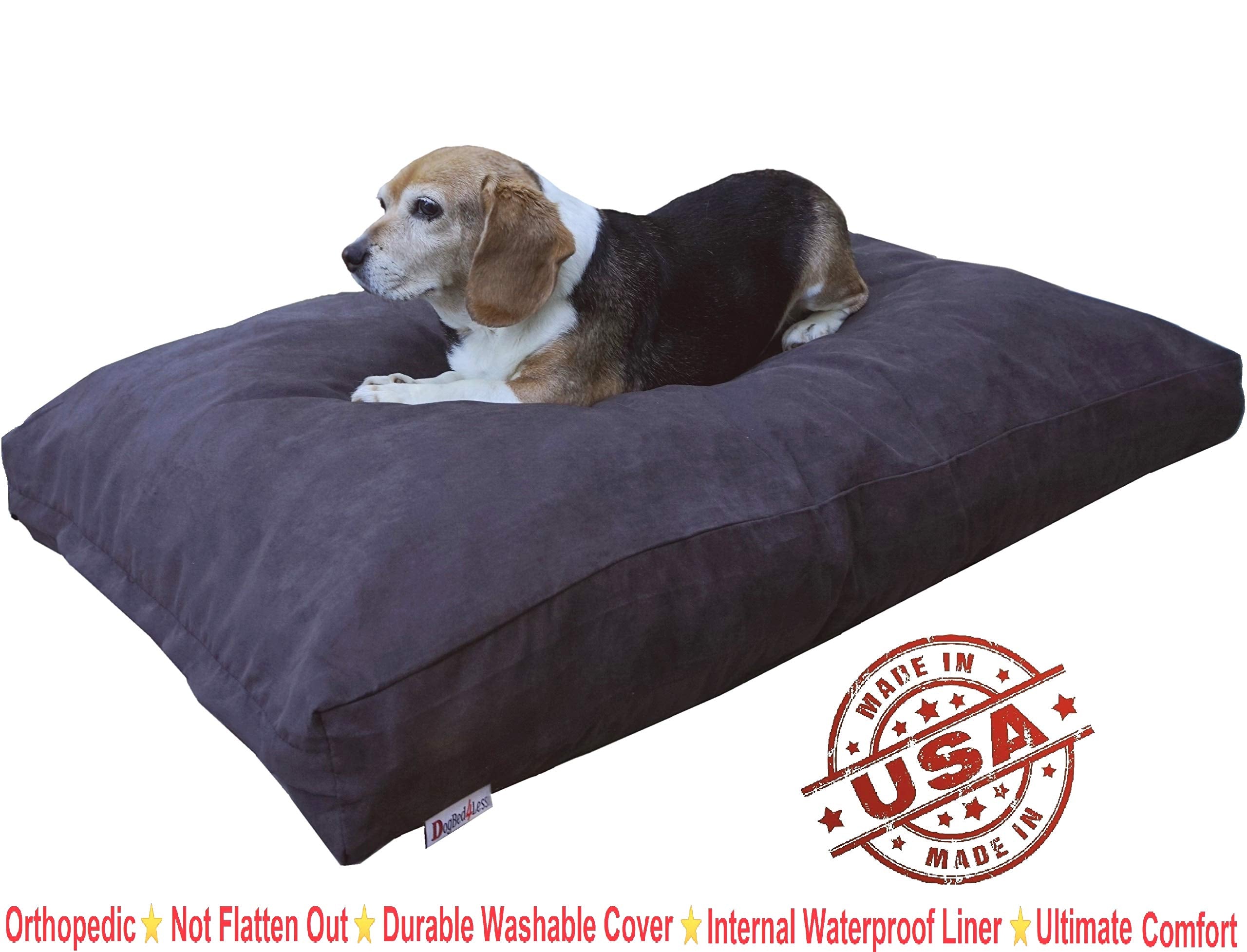 Dogbed4Less Medium Memory Foam Dog Bed Pillow With Orthopedic Comfort, Waterproof Liner And Espresso Microsuede Pet Bed Cover 37