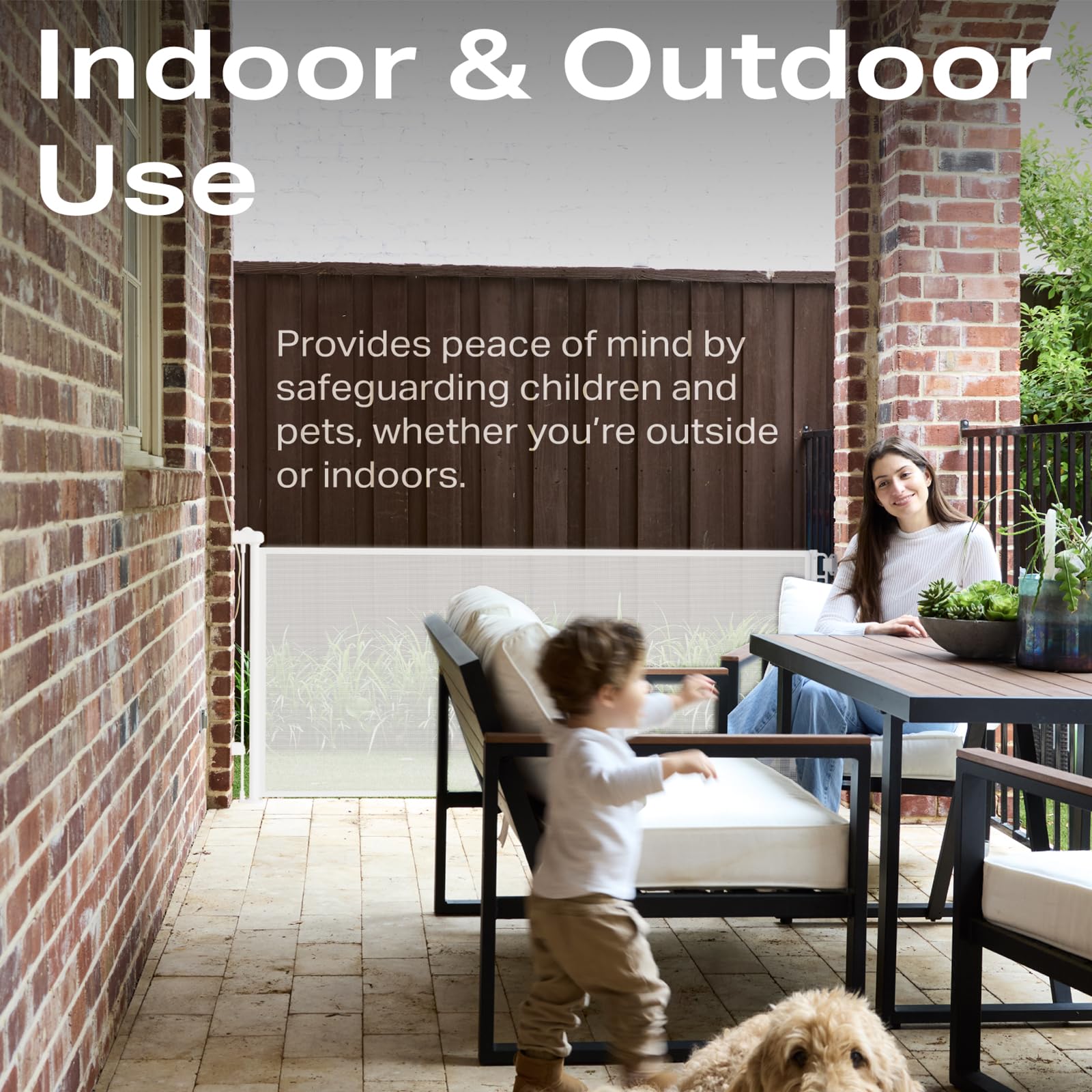 Cumbor 76' Wide Long Retractable Baby Gates For Stairs, Mesh Dog Gate For The House, 34' Tall Extra Wide Pet Gate For Dogs, Child Safety Gates For Doorways, Hallways, Cat Gate Indoor/Outdoor(White)