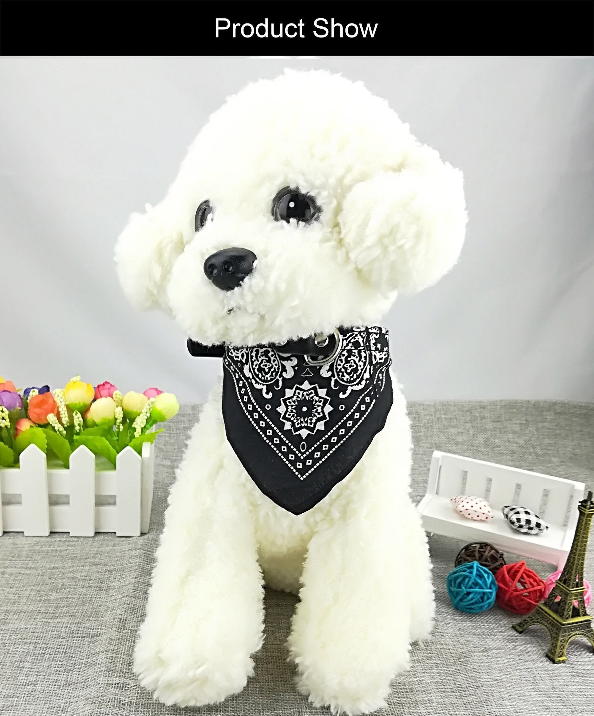 Newtensina Fashion Dog Bandana Collar Dog Collar Boy Medium Bandana Puppy Bandana With Collar For Dogs - Black - Xl