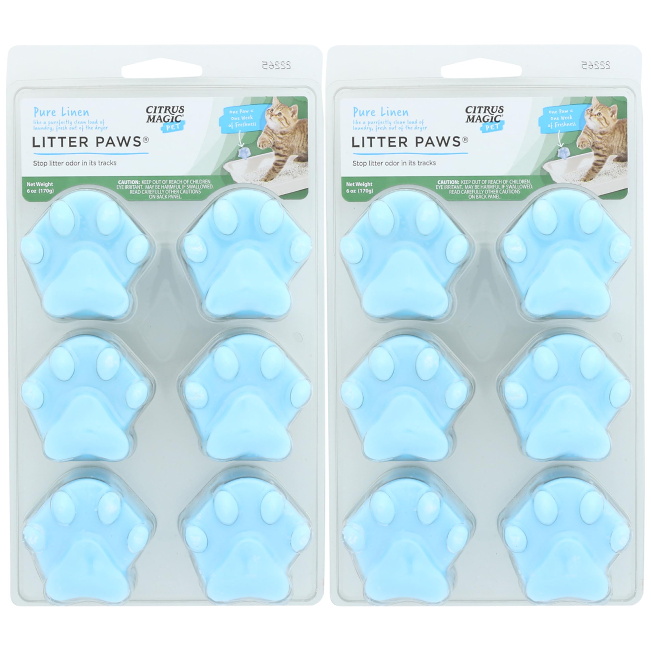 Citrus Magic Pet Odor Control Paws For Litter, Fresh Linen, 6-Count, Pack Of 2