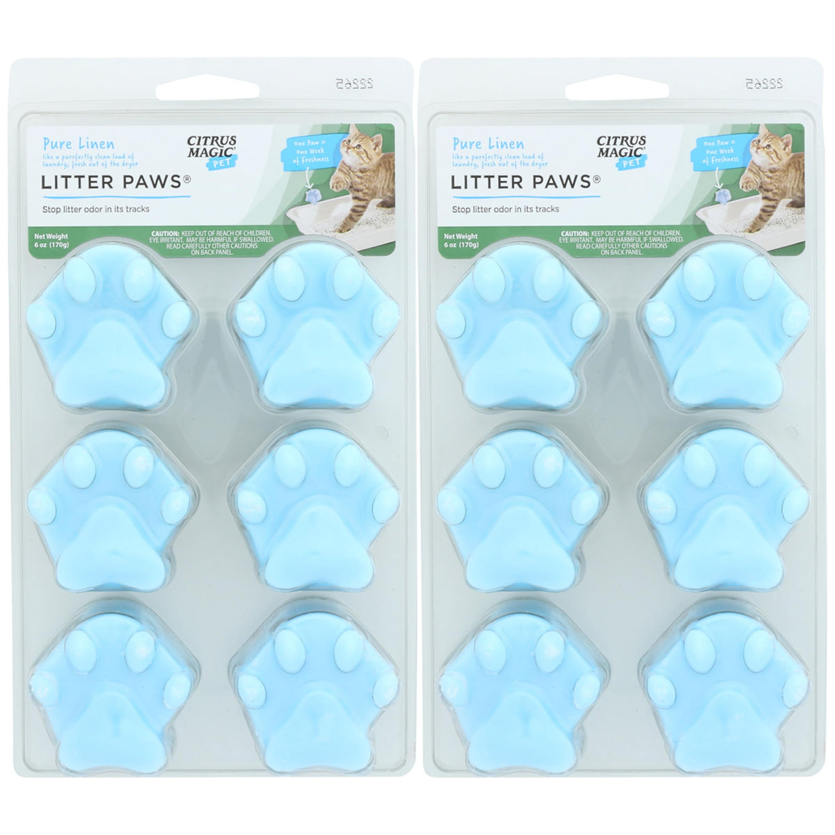 Citrus Magic Pet Odor Control Paws For Litter, Fresh Linen, 6-Count, Pack Of 2