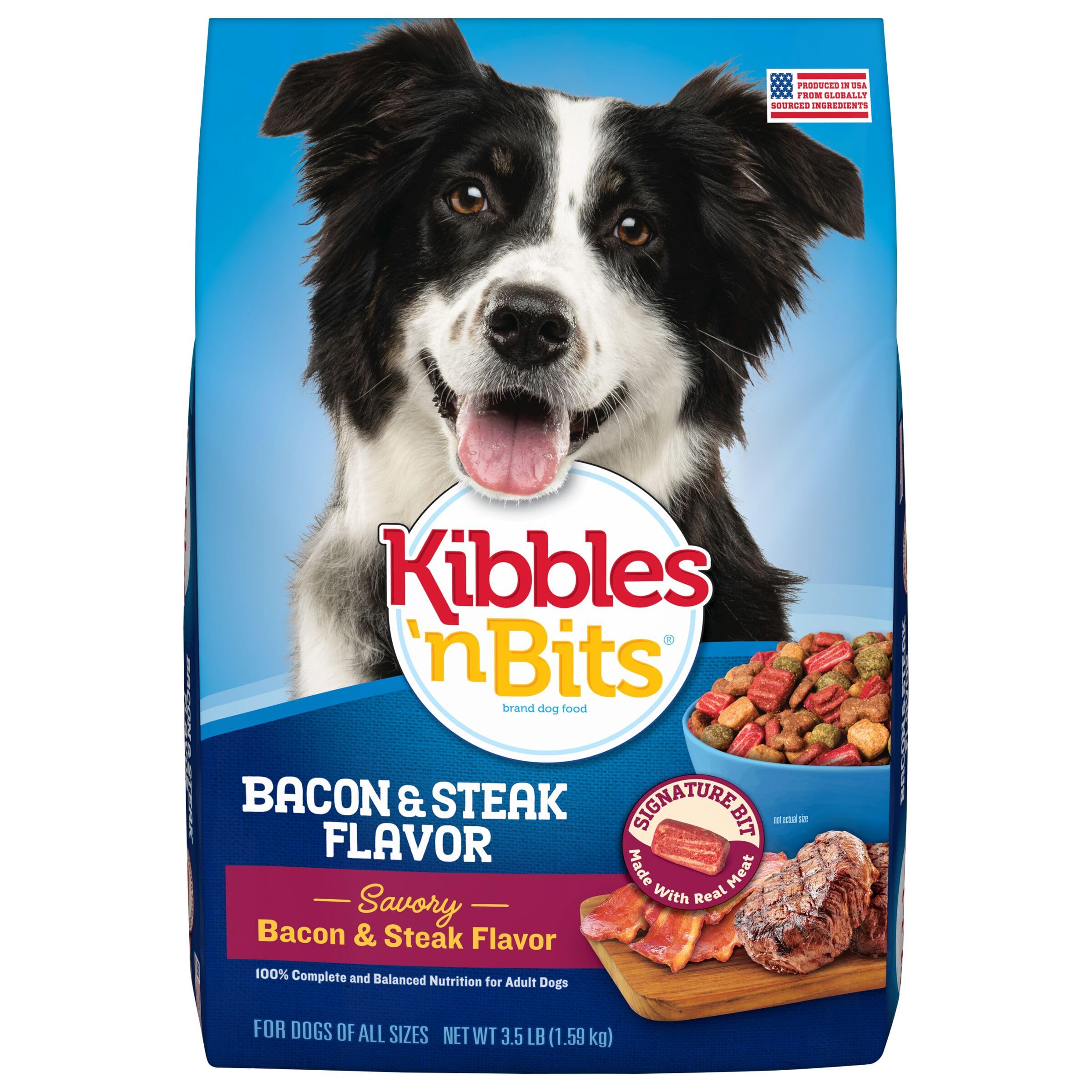 Kibbles n Bits Savory Bacon & Steak Flavor Dry Dog Food, 3.5 lb. Bag