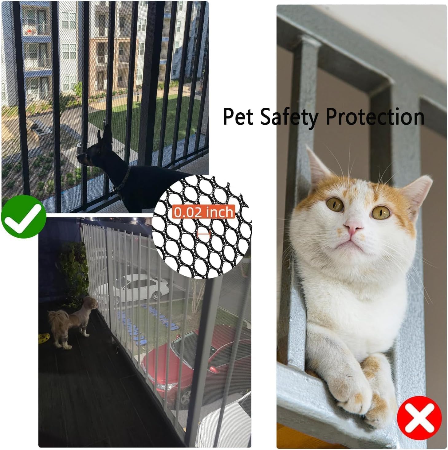 Banister Guard for Baby - 15ft x 3ft Balcony Netting for Pets, Stair Netting Child Safety Net, Stair Railing Proof Mesh for Kids