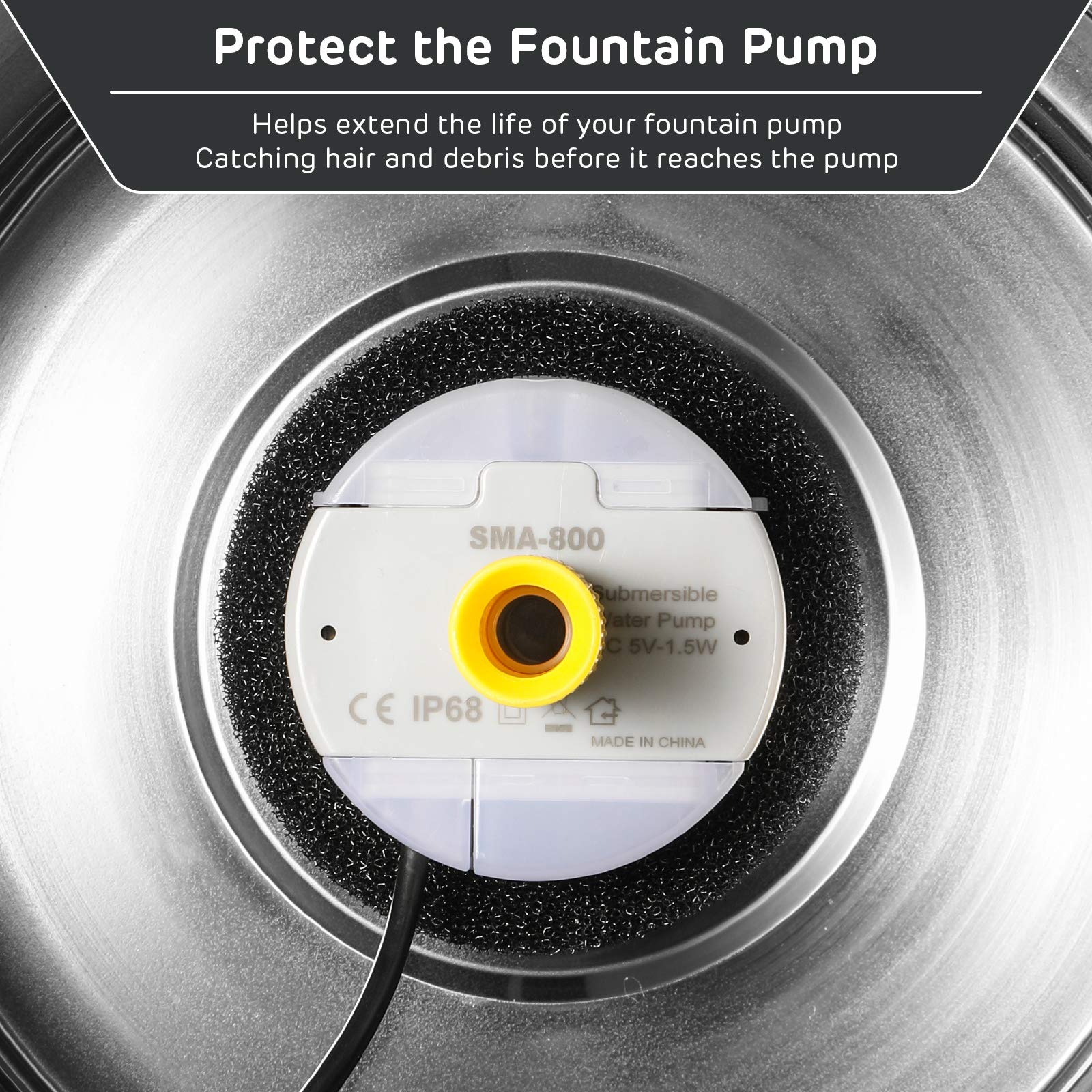 Ipettie Water Fountain Sponge, Or Foam Filters For Ipettie Stainless Steel Cat Drinking Fountain, Ip-670-S4, 4 Packs