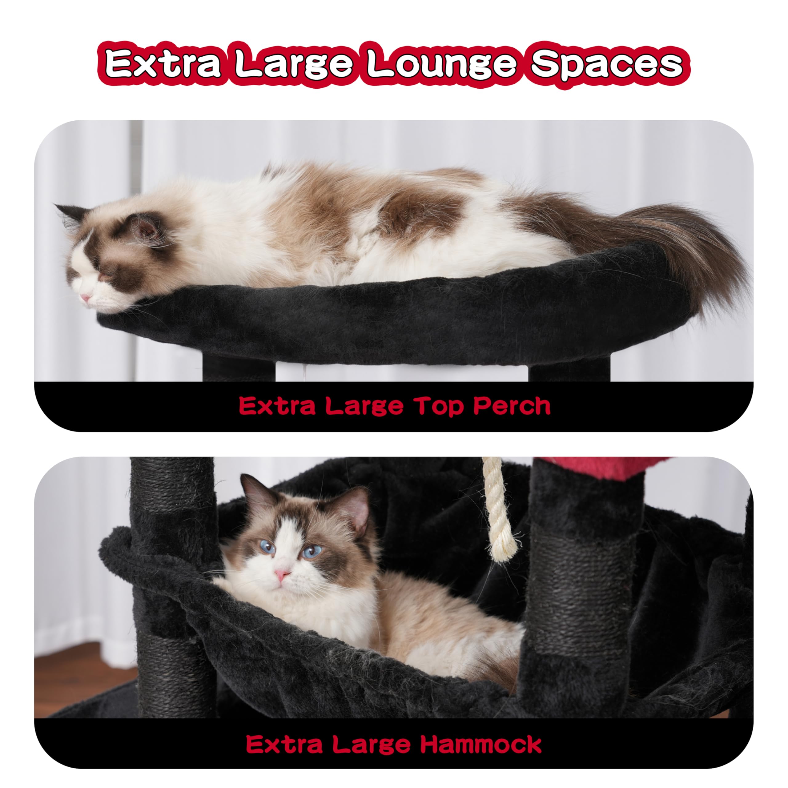 Gitelsnour Gothic Cat Tree, Cat Tower For Large Cats With 2 Big Platforms, 2 Baskets, Condo And Toys, 63'' Cat Scratching Posts