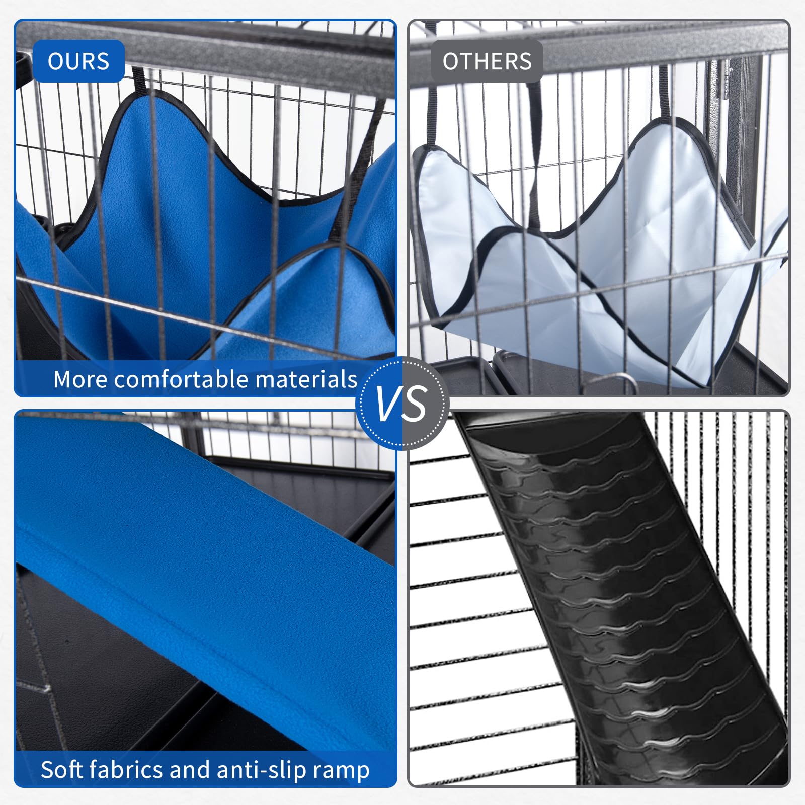 50' H 4 Tier Steel Plastic Deluxe Small Animal Pet Cage Kit For Guinea Pig Ferret Little Rabbit With Wheels Brakes Hammock Removable Tray And Ladder With Flannel