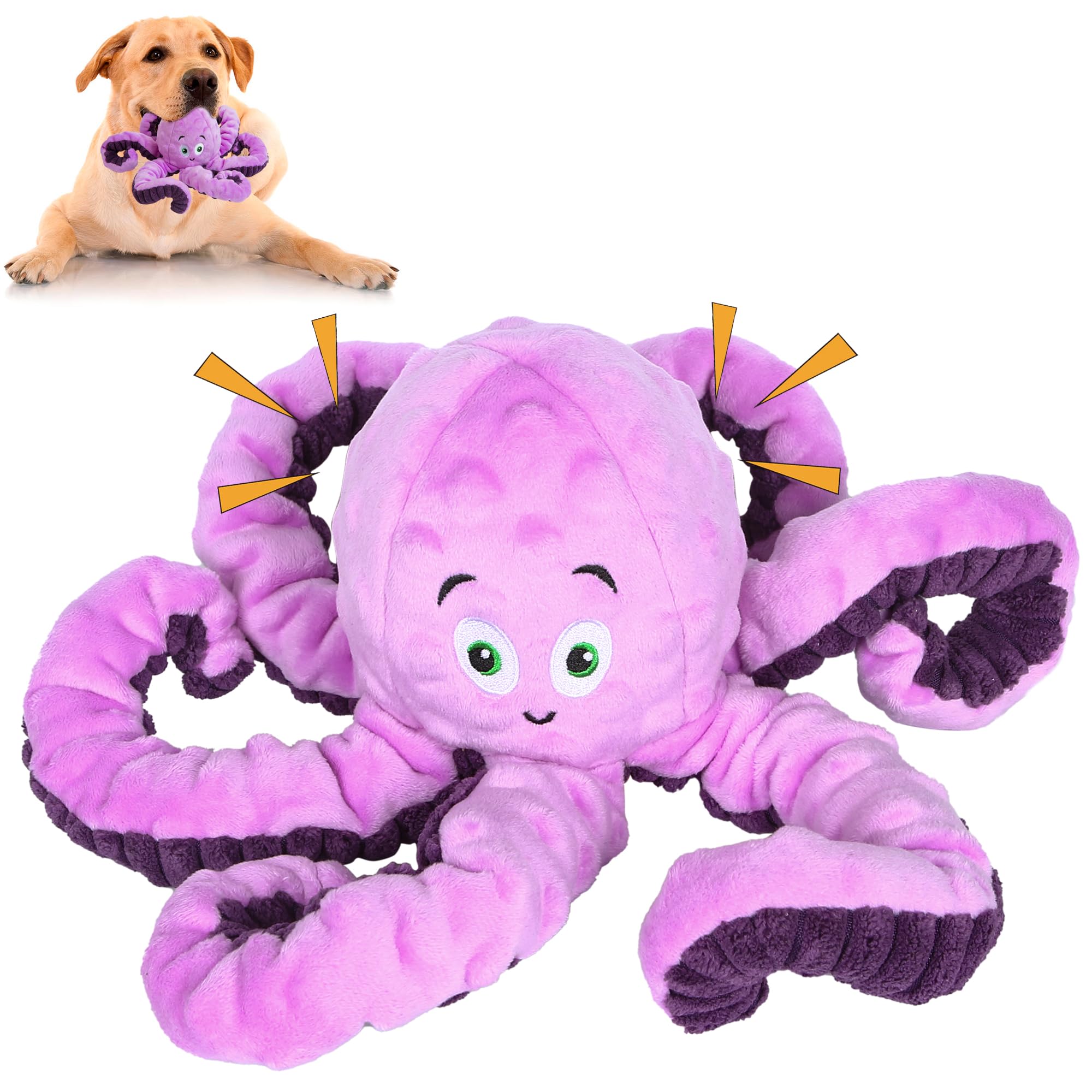 Dog Toys for Large Breed, Octopus Squeaky Funny Cute Interactive Medium & Small Dog Toys, Stuffed Plush Animals Puppy Toys, Dog 