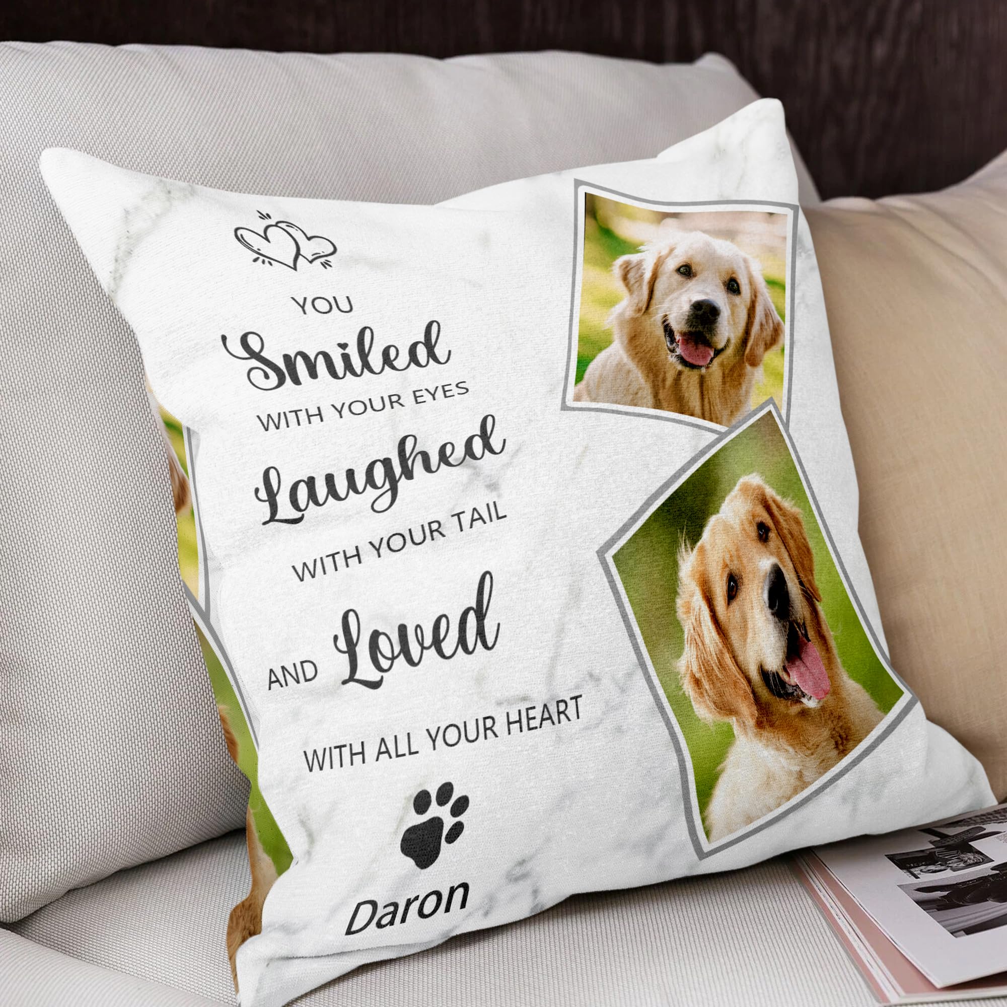 Funny Diy Personalized Dog Memorial Throw Pillows With Pictures Name, Custom Pet Memorial Gifts For Loss Of Dogs, Dog Cat Memori