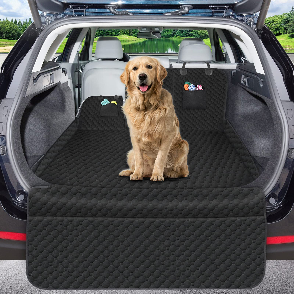 Mancro Suv Cargo Liner For Dogs, Waterproof Dog Seat Cover For Suv With Bumper Flap Protector, Durable Non-Slip Polyester Pet Trunk Cargo Cover For Vehicles, Vans, Universal Fit (84” L X 54” W)