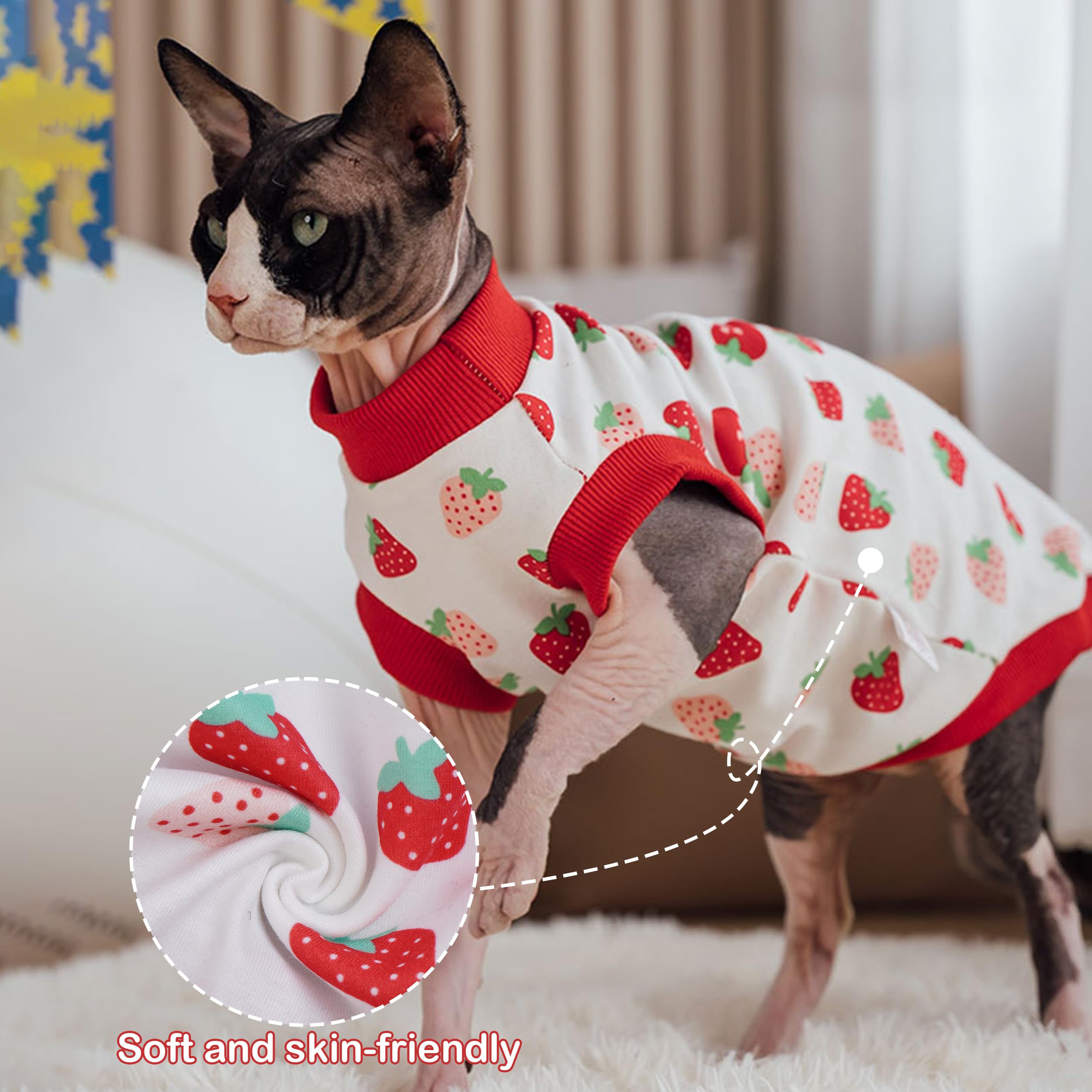 Pumyporeity Sphynx Cat Clothes: Stretchy Sweater, Soft Hairless Shirt, Pullover Pajamas, Turtleneck For Cornish Rex, Devon Rex -