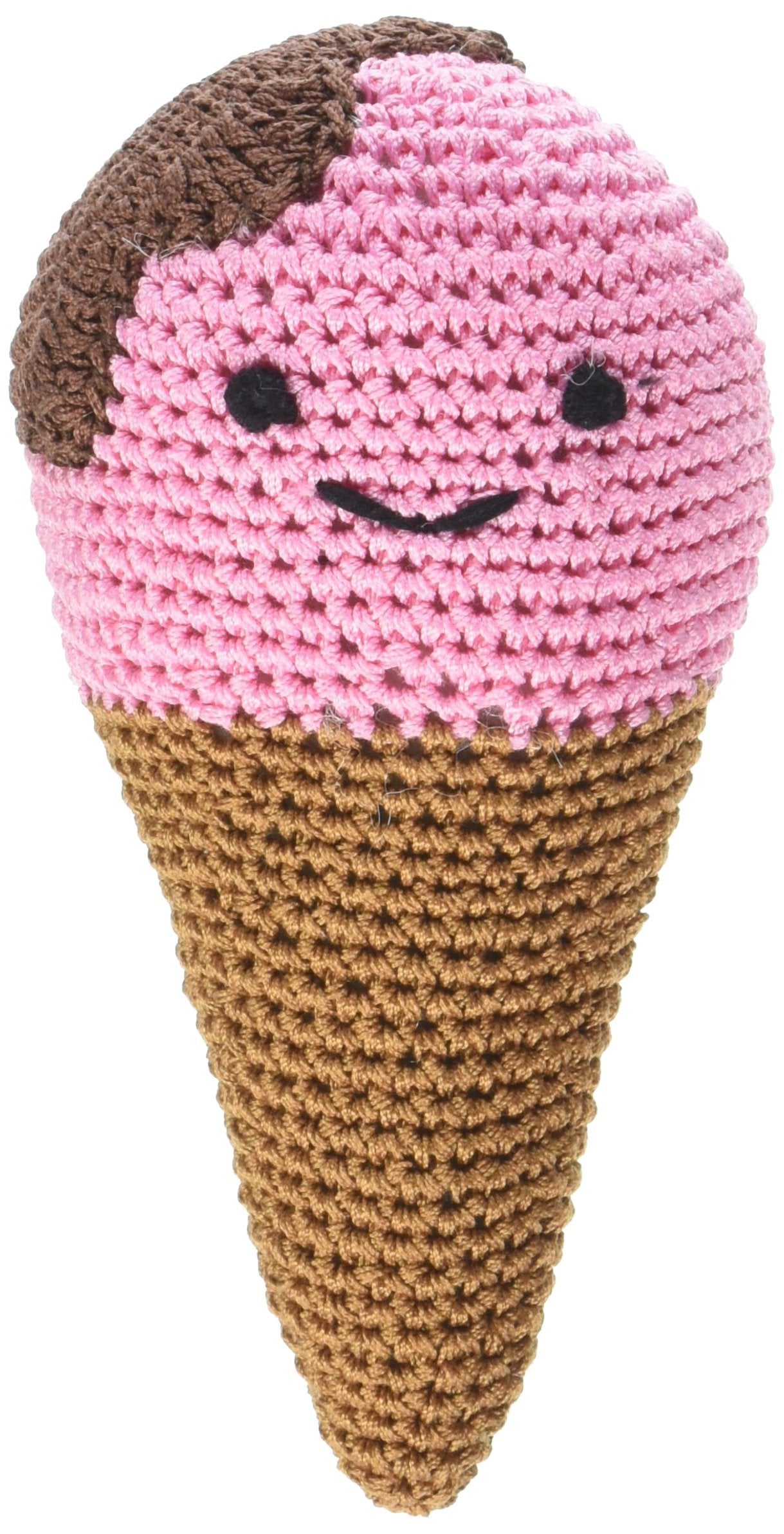 Knit Knacks Organic Crocheted Small Dog Toy - Scoop The Ice Cream Cone