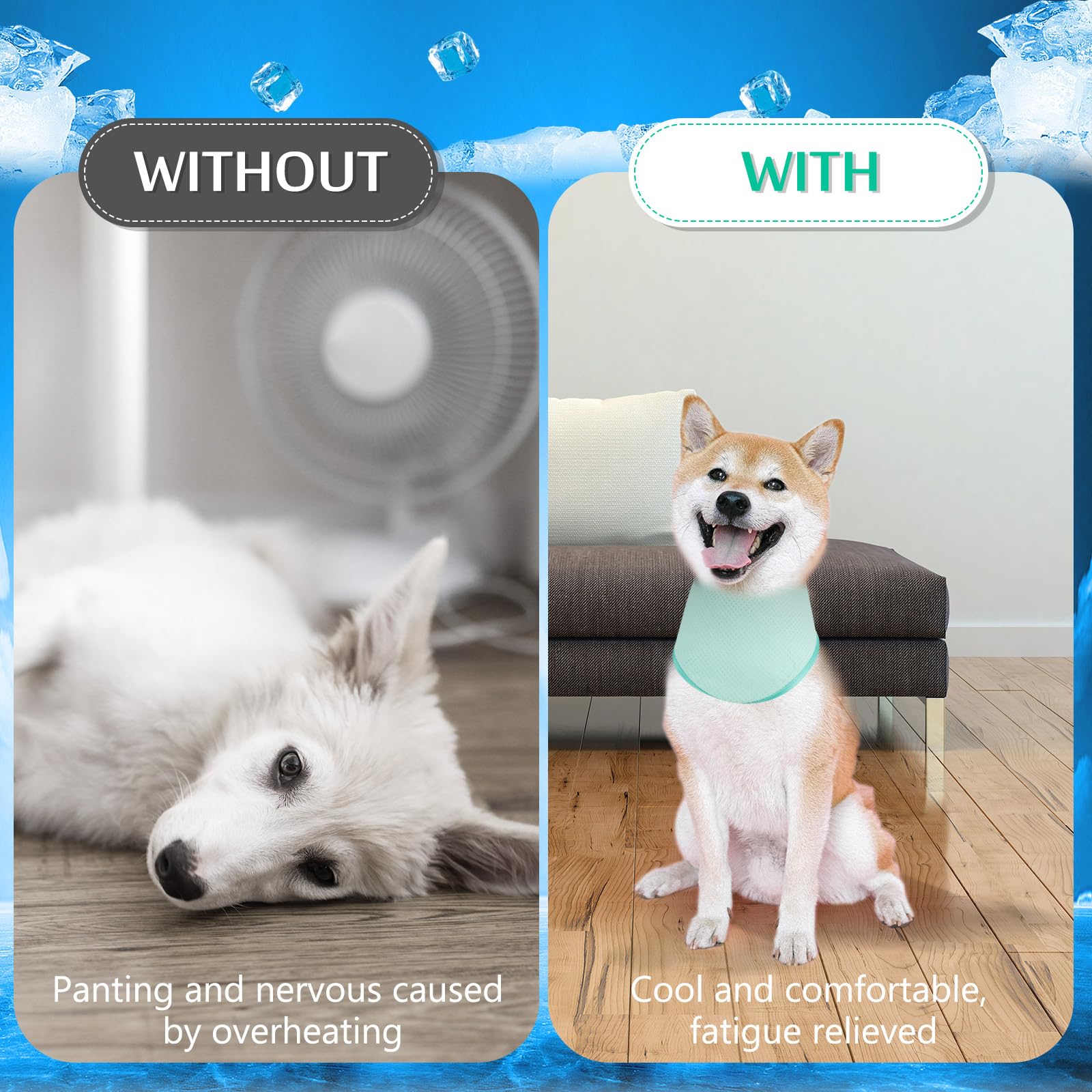 3 Pack Dog Ice Bandana Cooling Pet Bandana Dog Neck Cooler Breathable Dog Collar Bandanas Heat Dissipation Triangle Scarfs Pet C