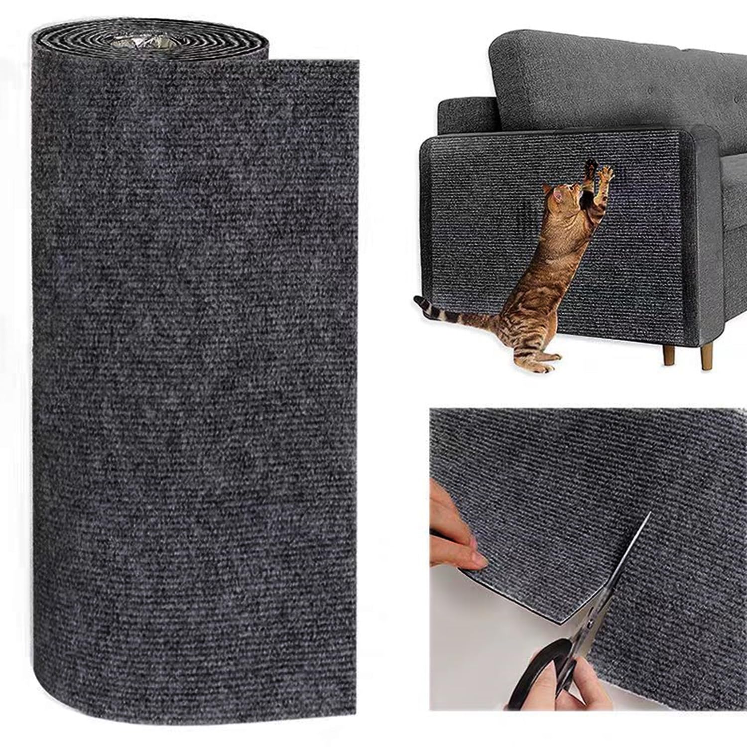 Shengocase 78.7'X15.8' Trimmable Self-Adhesive Carpet Mat Pad Replacement For Cat Tree Shelf Shelves, Cat Wall Furniture Steps, Cat Carpet Scratching Post Scratcher Couch Protector