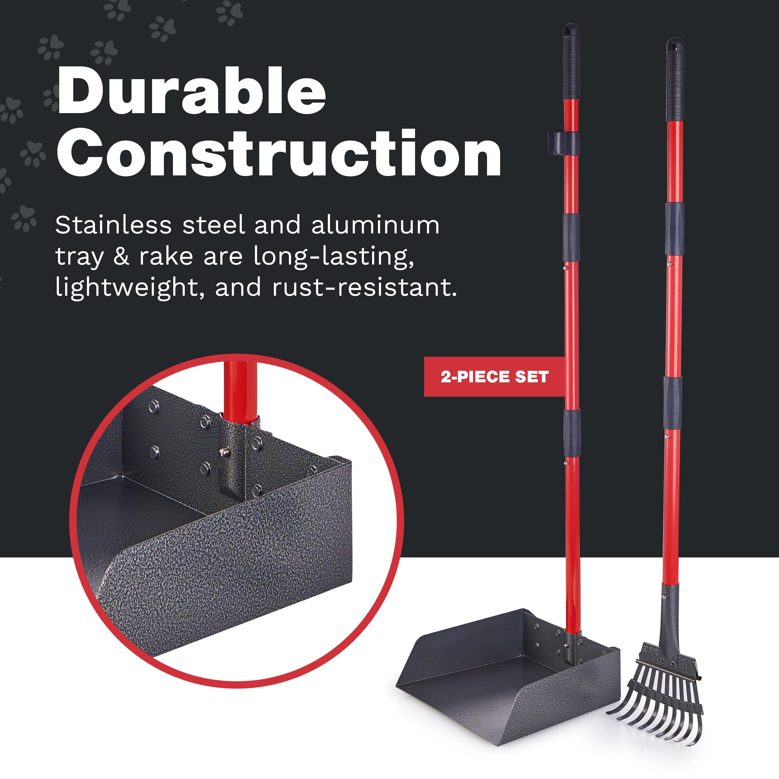 Pawler Heavy-Duty Dog Pooper Scooper Set, Yard & Grass Use