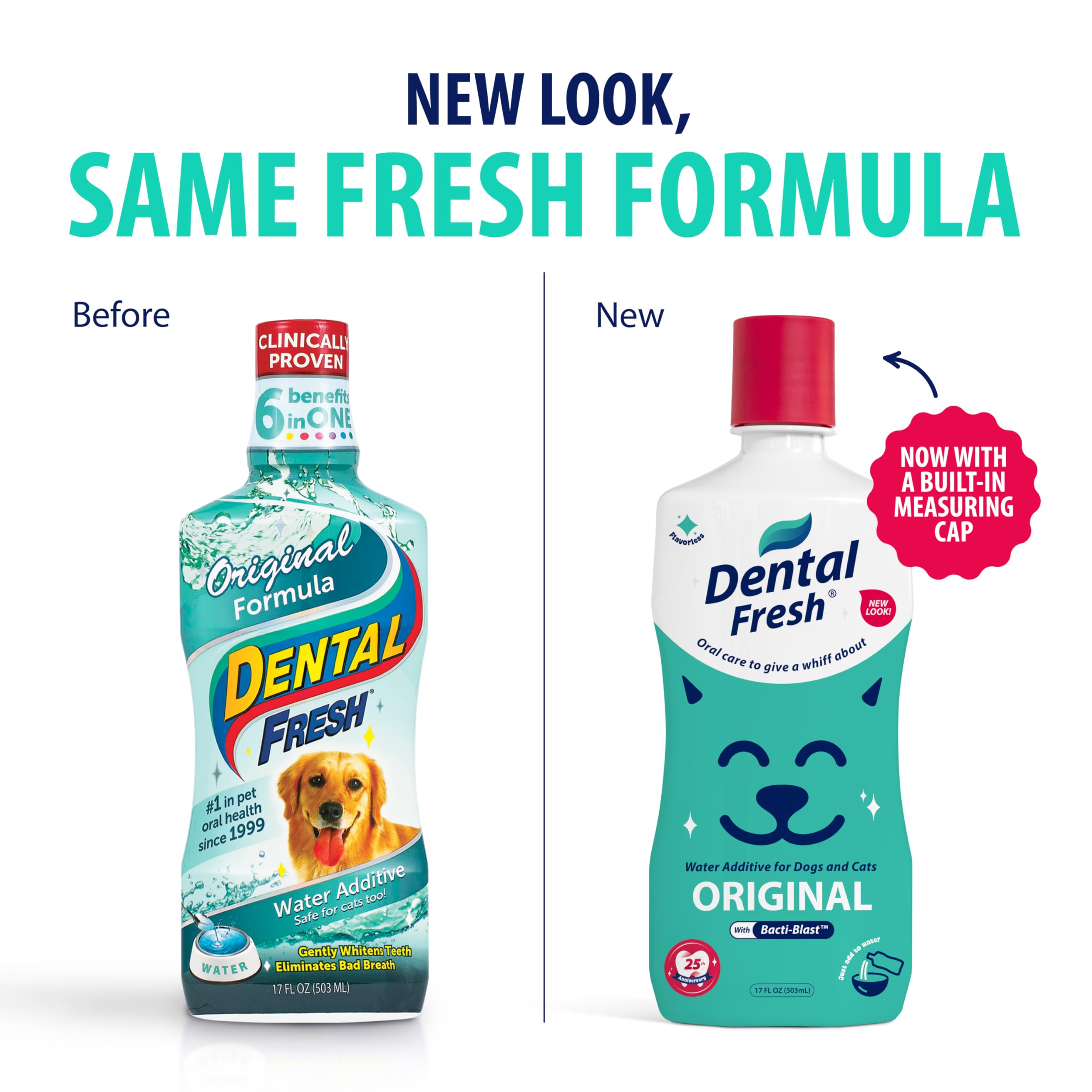 Dental Fresh Water Additive for Dogs and Cats, Clean Teeth and Fresh Breath, Daily Pet Oral Care, Flavorless, 8 fl oz
