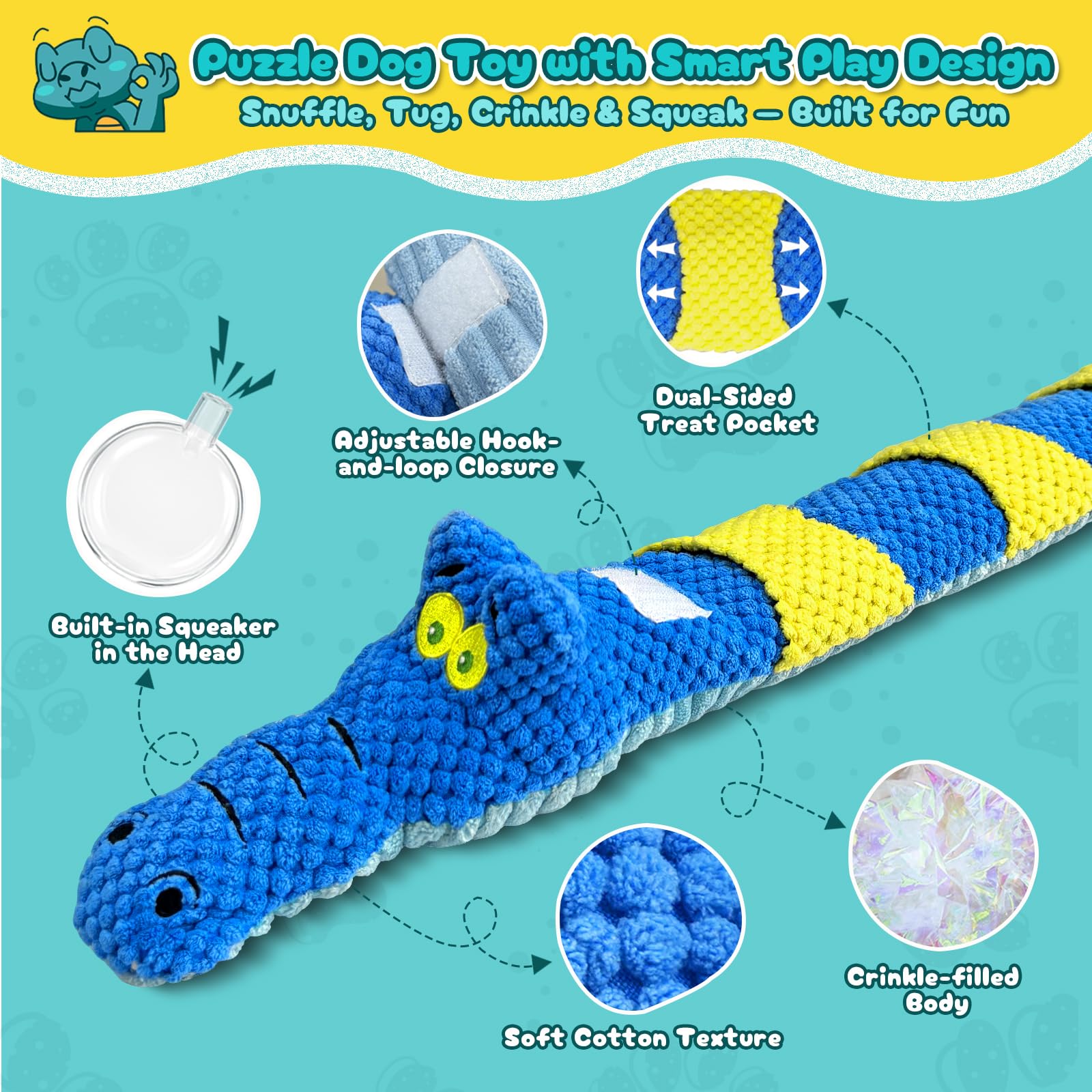 TOOPTATE Interactive Squeaky & Crinkle Dog Puzzle Toys - Plush Dog Enrichment Toys to Keep Them Busy, Cognitive Dog Toys for Sma