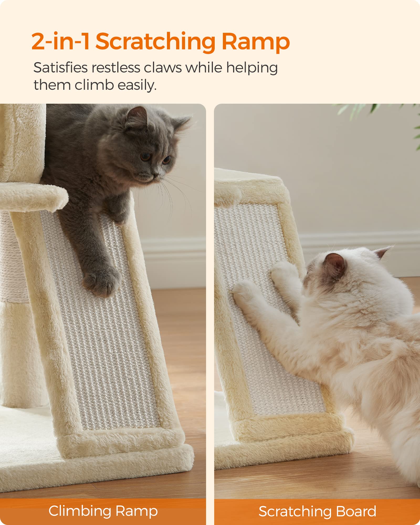 Feandrea Cat Tree, Small Cat Tower with Widened Perch for Large Cats Indoor, Kittens, 37.8-Inch Multi-Level Cat Condo, Scratchin
