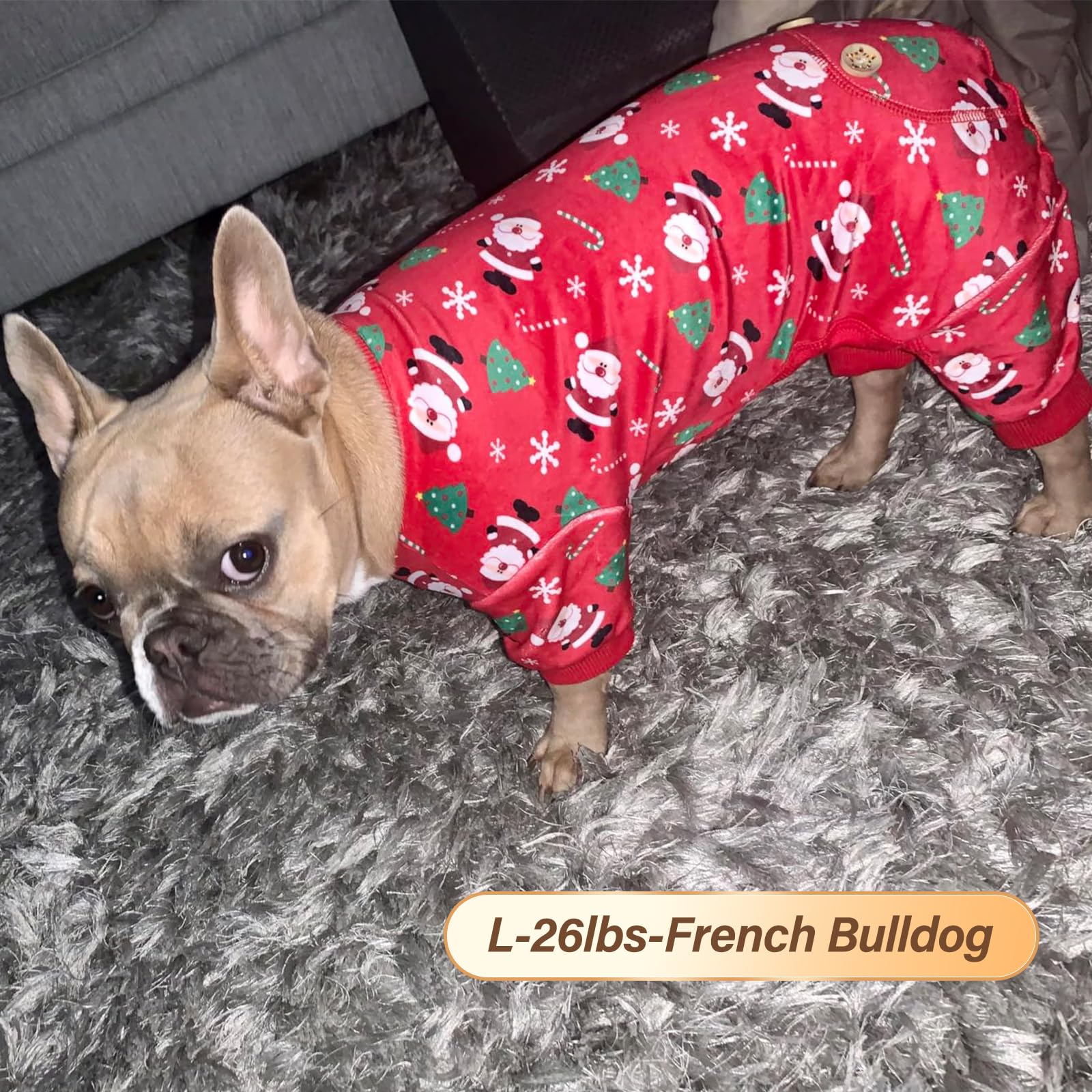 Kyeese New Year Dog Pajamas Santa Claus Dog Pjs For Small Dogs Holiday Dog Onesie Soft Velvet