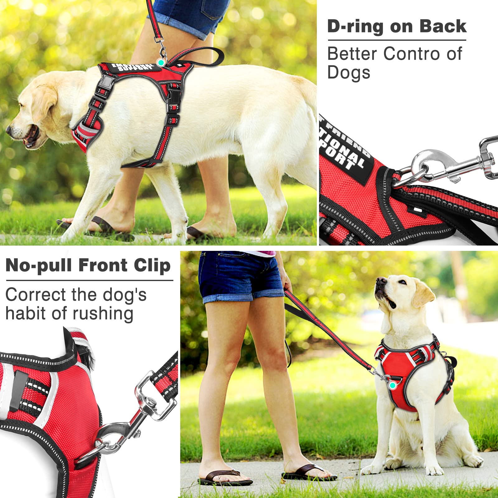 Winsee Service Dog Vest No Pull Pet Harness With 7 Dog Patches, Reflective With Durable Soft Padded Handle For Training Small, M