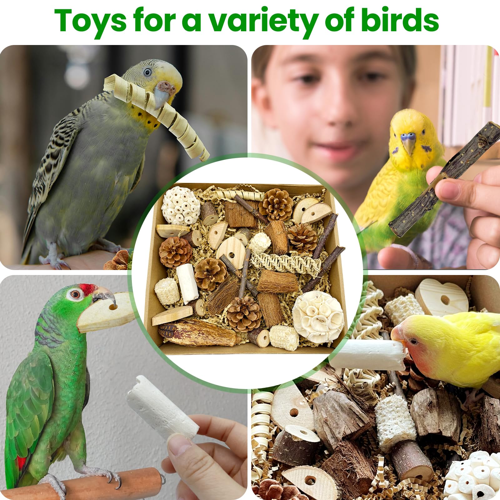 Bird Toys Parrot Toy Birds Foraging&Parrots Tearing Toys Box Interactive Chewing And Shredding Toy For Parakeets, Cockatiels, Ca