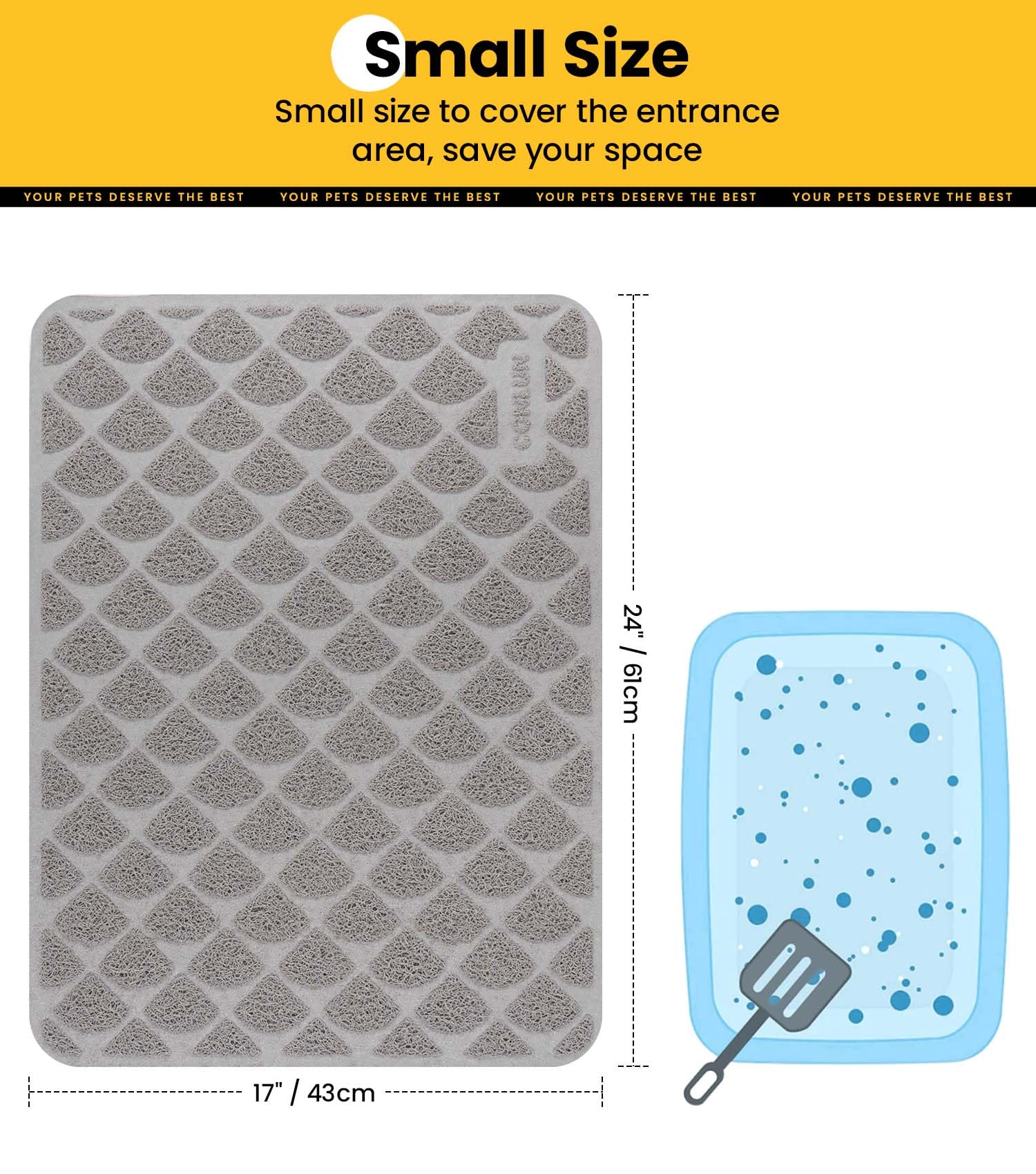 Conlun Cat Litter Mat Litter Trapping Mat, 24    X 17    Premium Durable Pvc Cat Litter Box Mat With Scatter Control, Non-Slip,