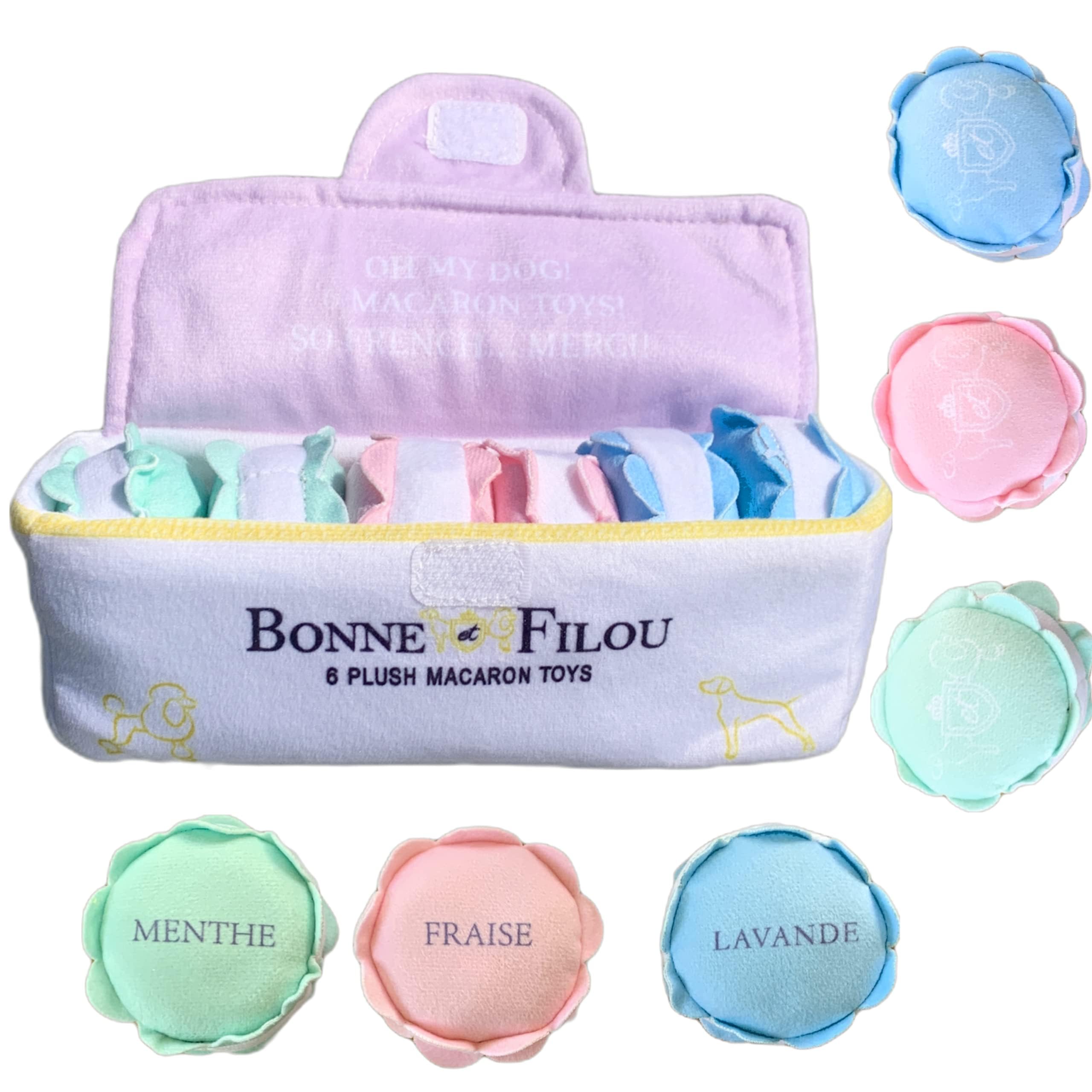 Bonne Et Filou 6 Count Macarons Shape Plush Squeaky Dog Toys Interactive Puppy Chew Toys For Aggressive Chewers Dog Toys For Sma