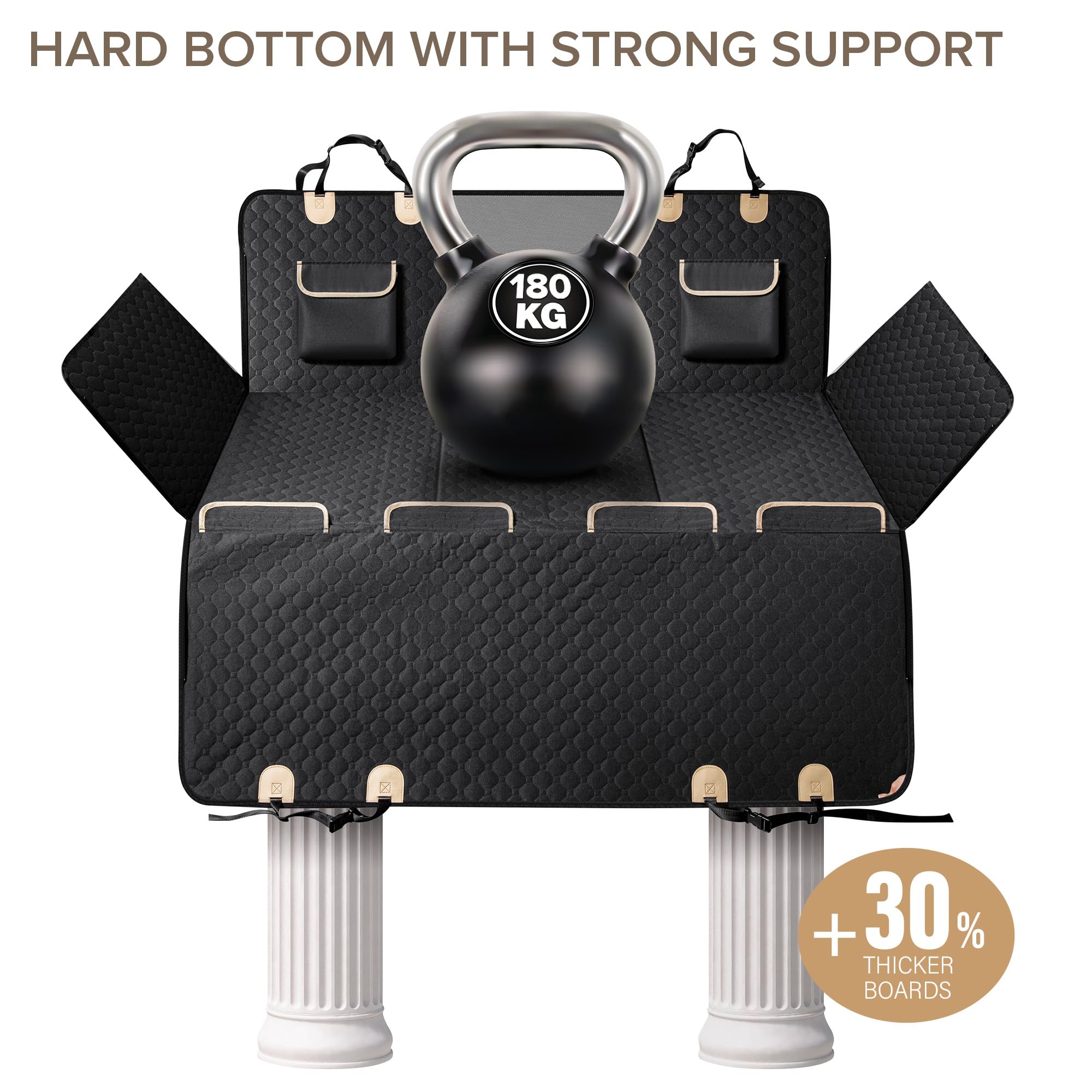 XL Truck Back Seat Extender for Dogs, Hard Bottom Dog Car Seat Cover for Back Seat, Heavy Duty Dog Hammock for Aggressive Chewer